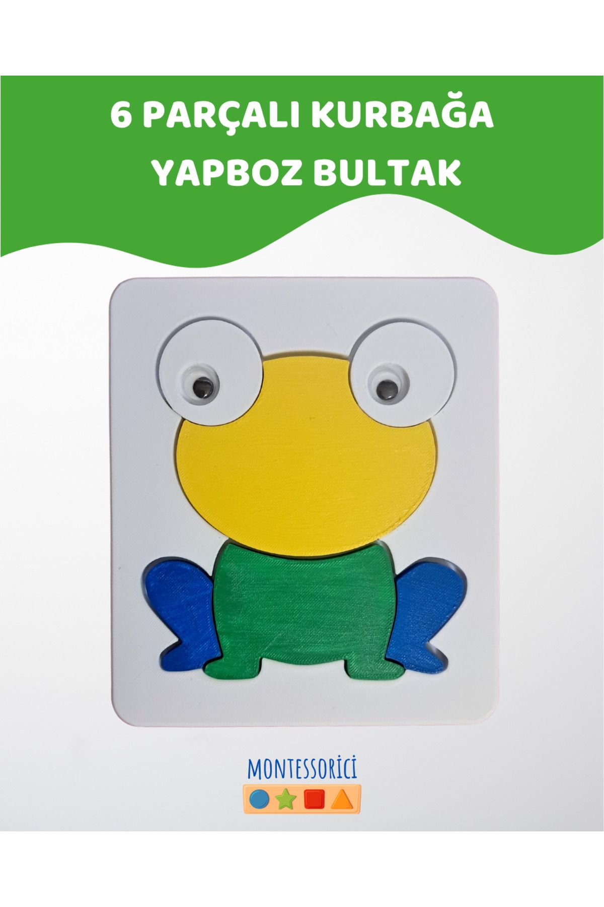 Montessori Kurbağa Puzzle Bultak – 6 Parça Eğitici Renkli Yapboz (Montessori, 2+ Yaş)