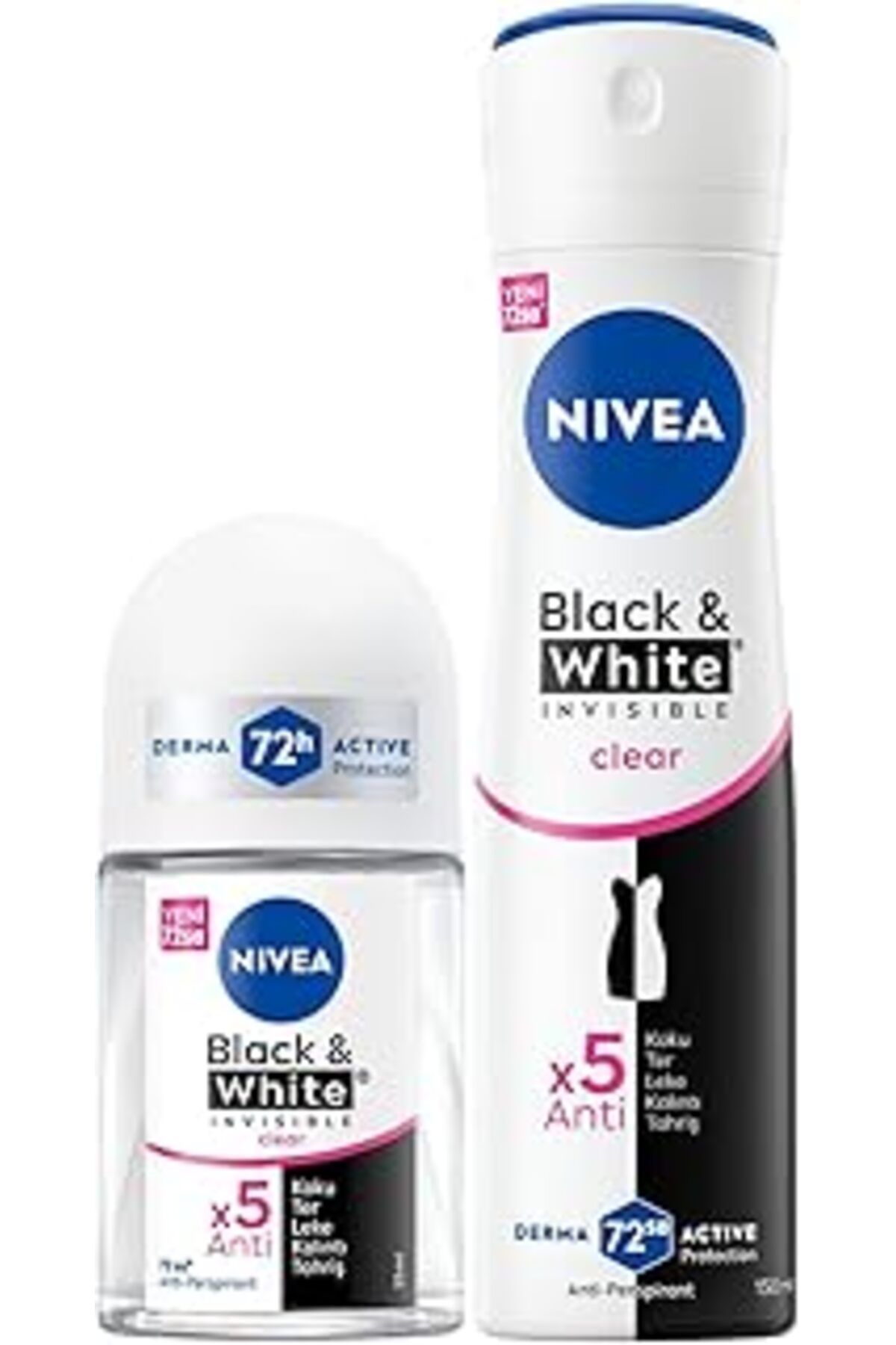 Karachil Kadın Sprey Deodorant Black&White Clear 150Ml Ve Mini Roll-On 25Ml, 72 Saat Anti-Perspirant Koruma