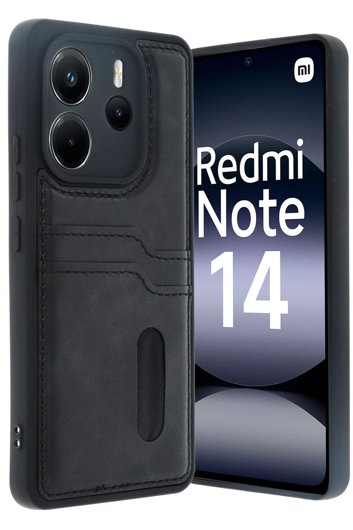 nerede bulurum Newface Xiaomi Redmi Note 14 4G Kılıf Sara Kartvizitli Deri Kılıf - Siyah