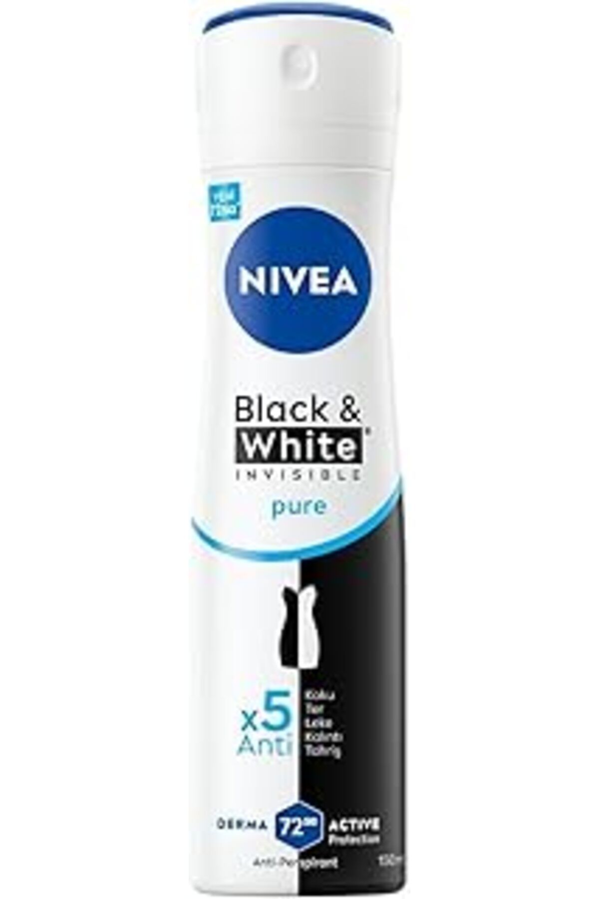 Karachil Kadın Sprey Deodorant Black&White Invisible Pure 72 Saat Anti-Perspirant Koruma, 150 Ml