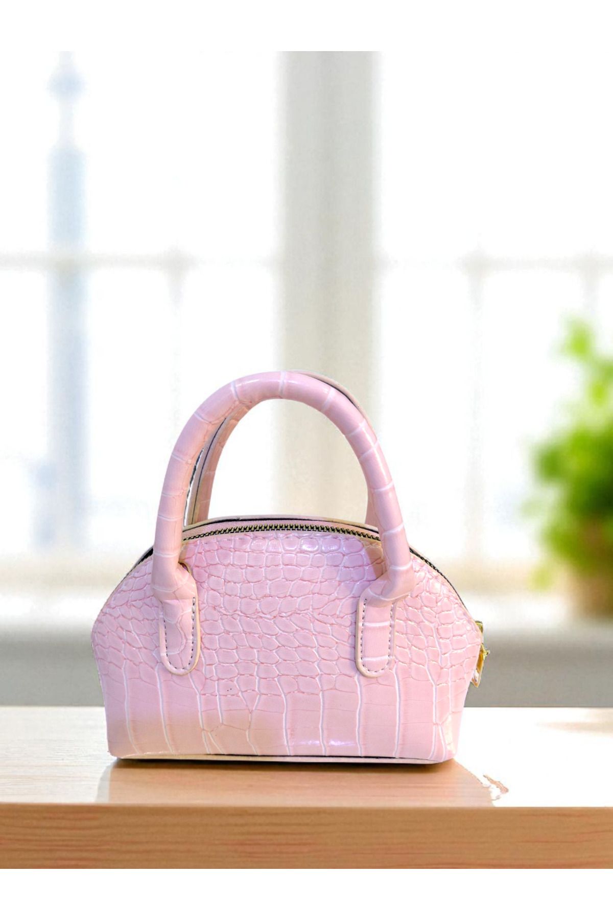 TUBAG SHOP DERİ KROKO DESENLİ MİNİ KADIN EL VE OMUZ ÇANTASI