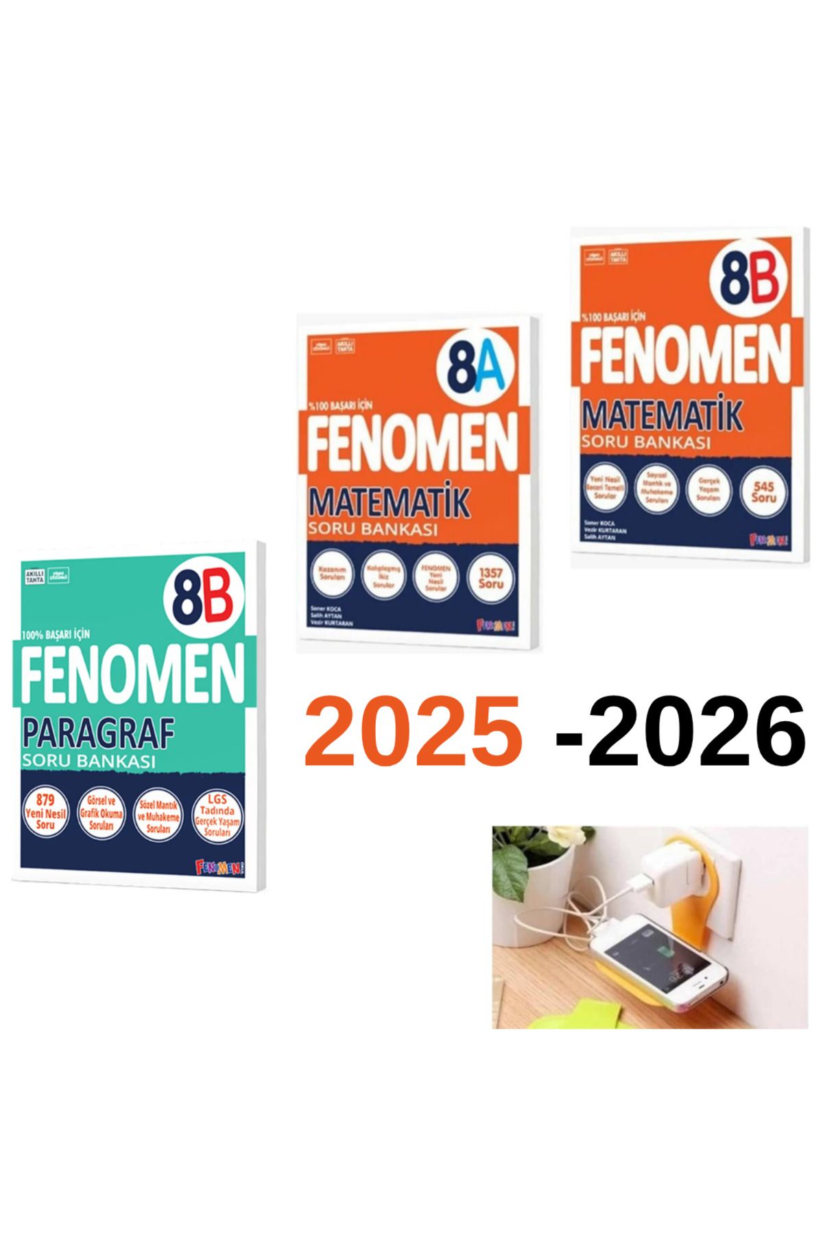 Fenomen Yayıncılık 8.SINIF 8B PARAGRAF + FENOMEN 8A + 8B MATEMATİK SET 2025 BASIM 3 KİTAP PRİZ TUTUCU HEDİYE