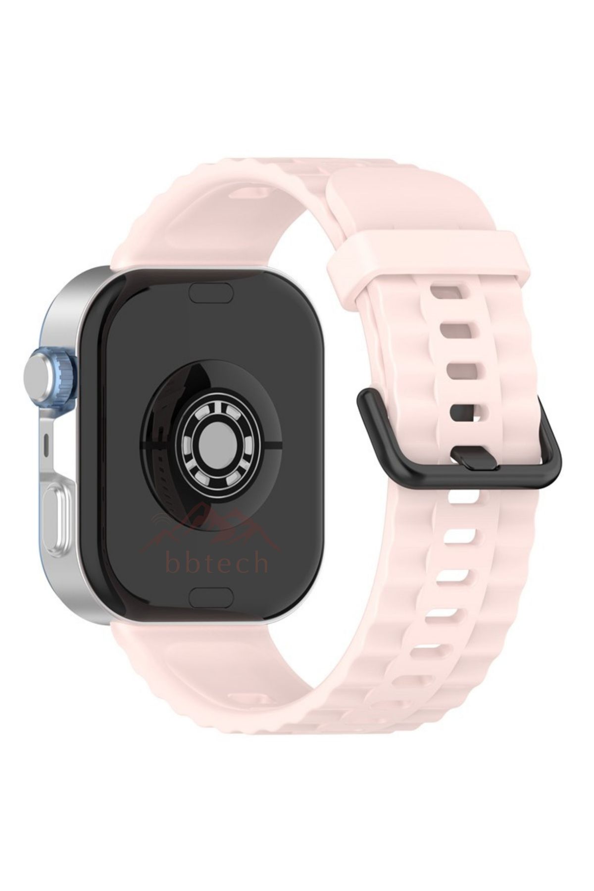 bbtech Huawei Fit 3 / Fit 4 / Fit 4 Pro Uyumlu Şık Dalga Tasarım Siyah Tokalı Silikon Kordon Huawei Kayış