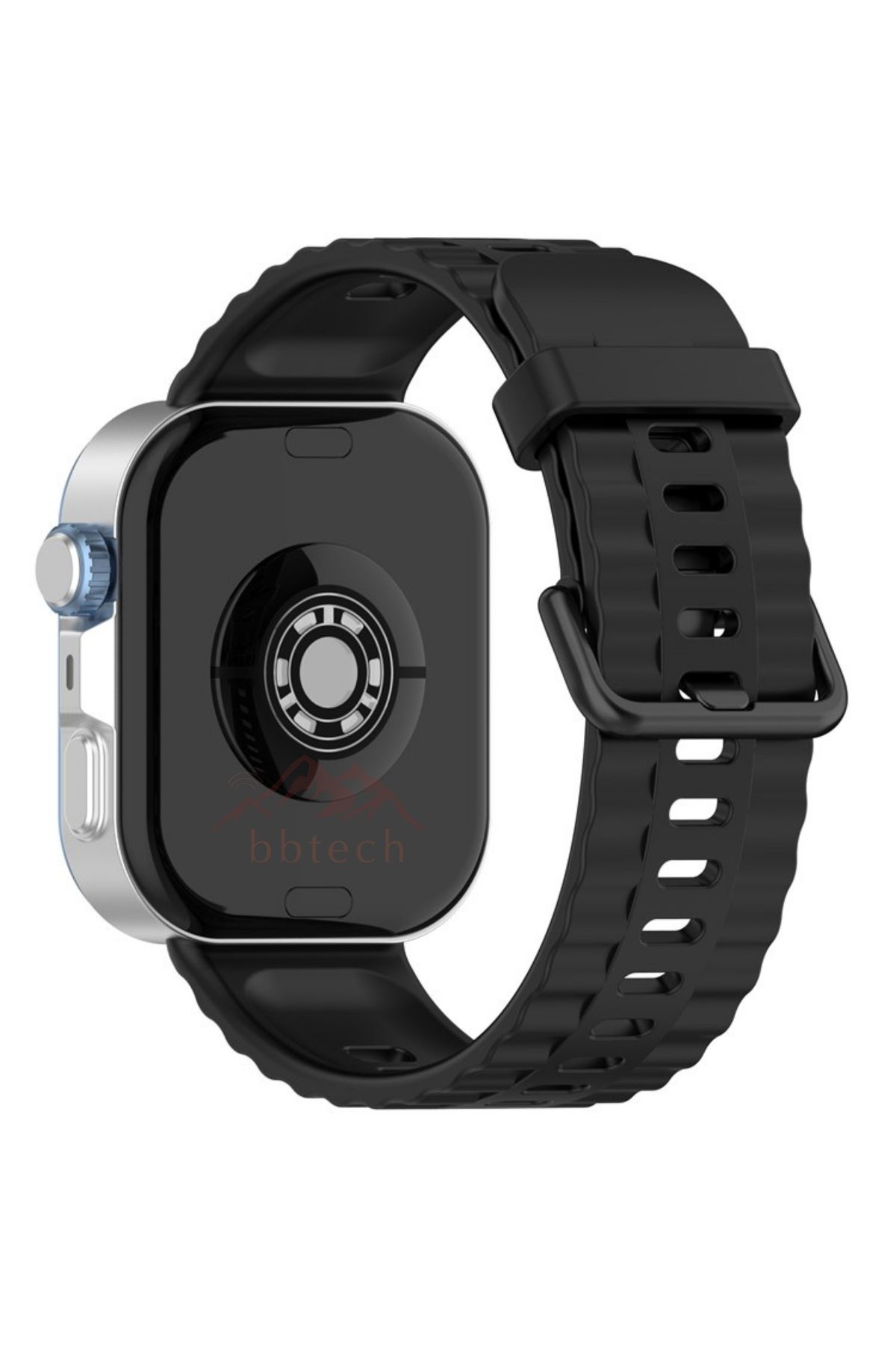 bbtech Huawei Fit 3 / Fit 4 / Fit 4 Pro Uyumlu Şık Dalga Tasarım Siyah Tokalı Silikon Kordon Huawei Kayış
