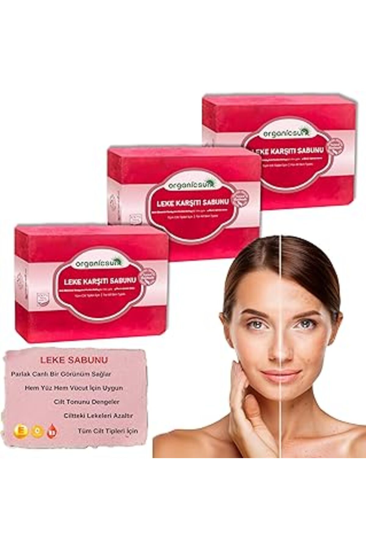 Qedii Organicsun Doğal Leke Karşıtı Sabun 140 gr X 3 Adet Tüm Cilt Tipleri Için Cilt Lekelerine Karşı