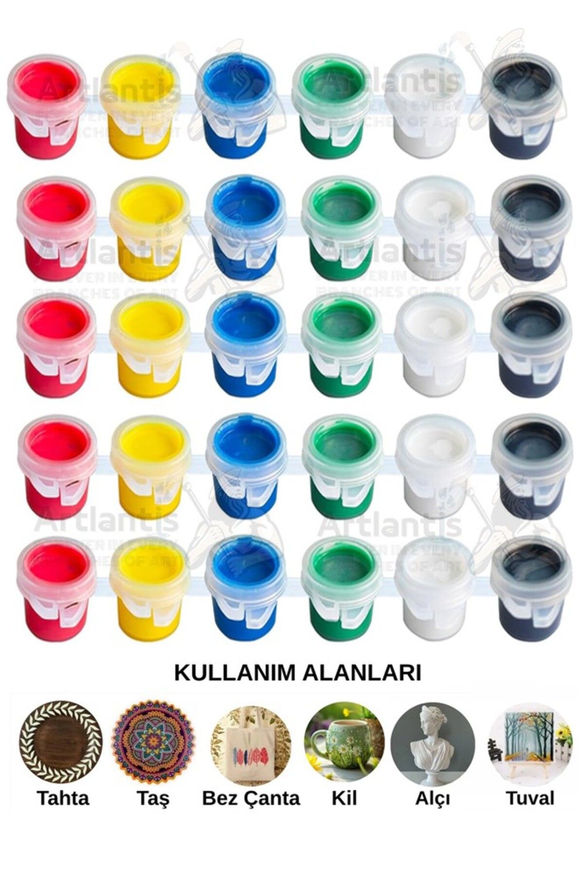 Artlantis Akrilik Boya 3 ml 6 Renk 5 Paket Mini Küçük Akrilik Boya Taş Ahşap Seramik Tuval Alçı Tuval Etkinlik