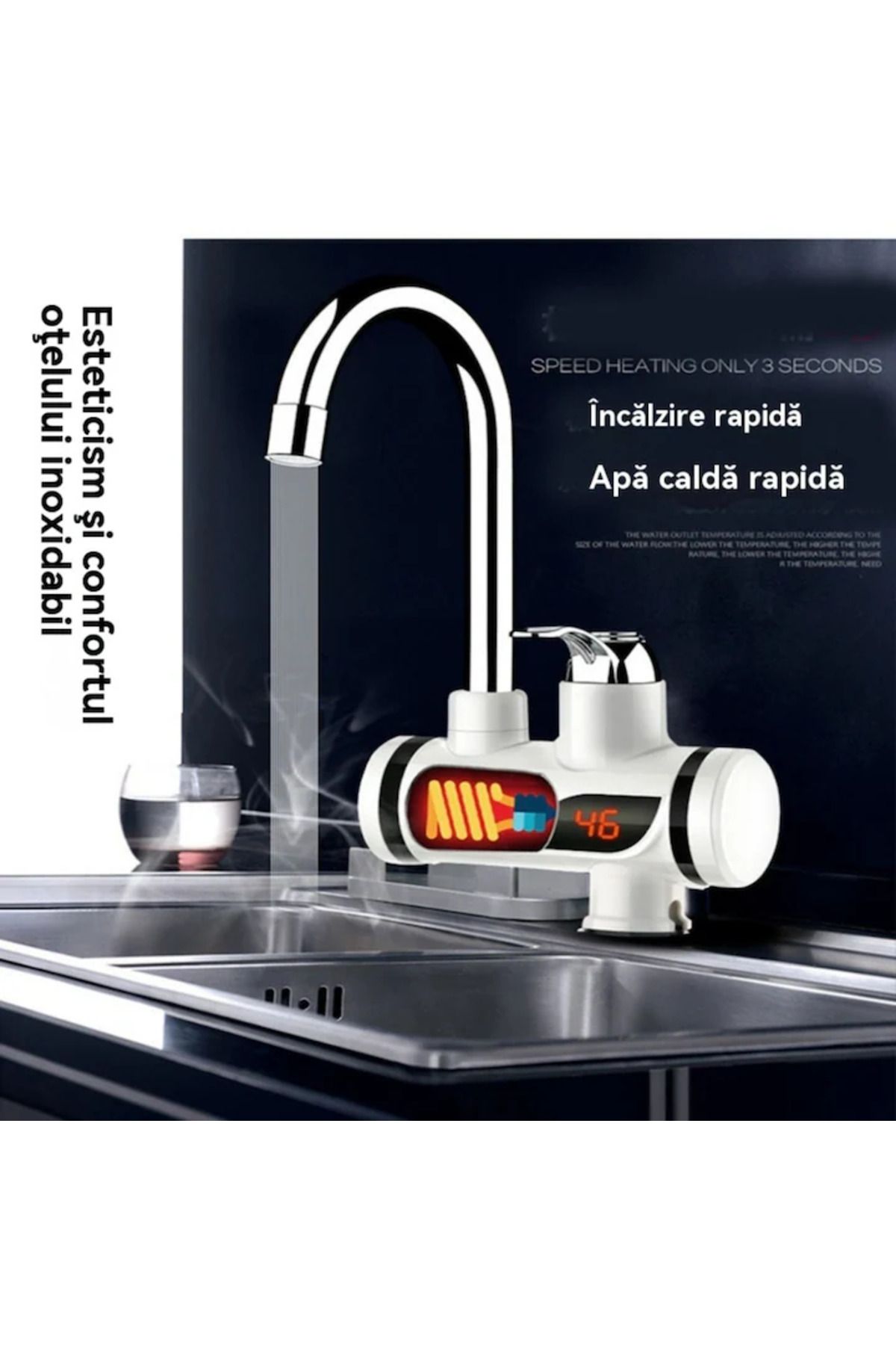 Generic-Electric faucet for instant water heating, sink mounting, power 3000W, max temperature 60°C 3