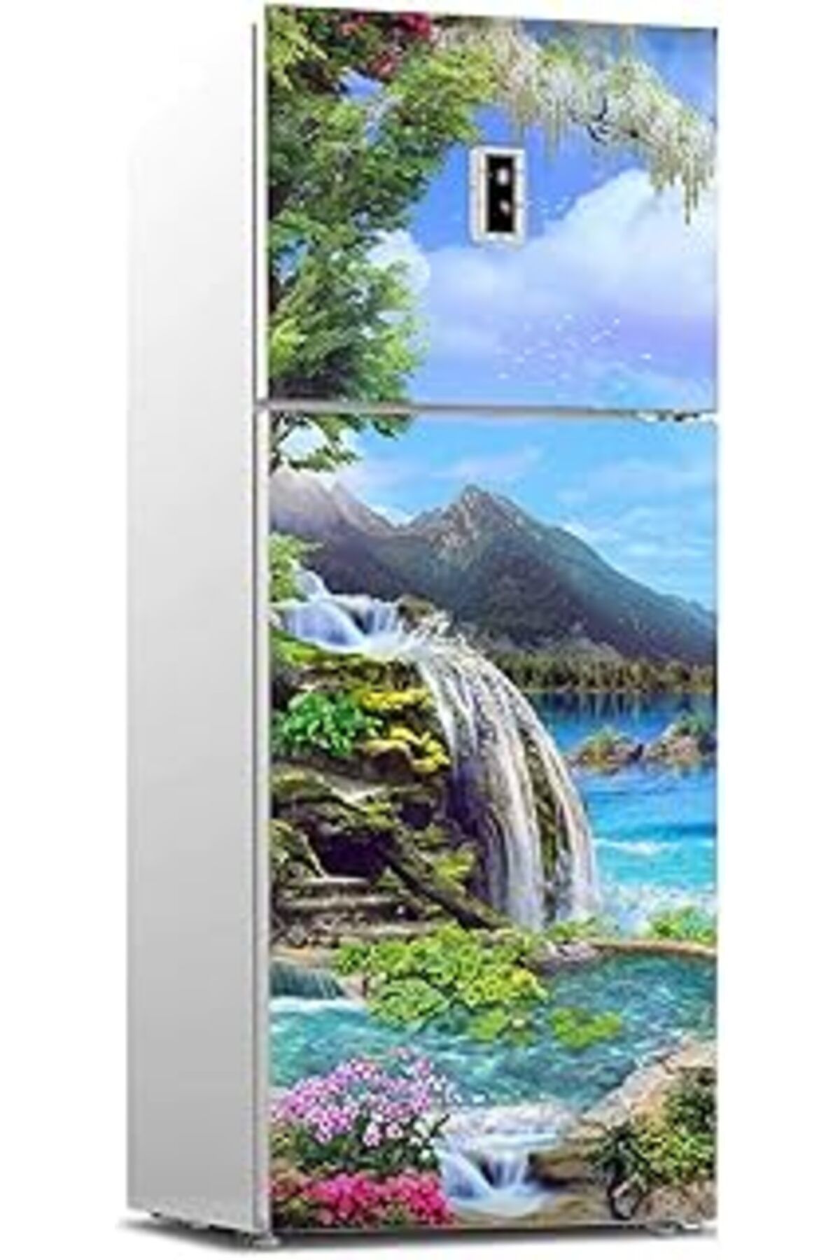 Karachil Buzdolabı Sticker Kaplama Dolap Kaplama Etiketi Göl Çiçekler