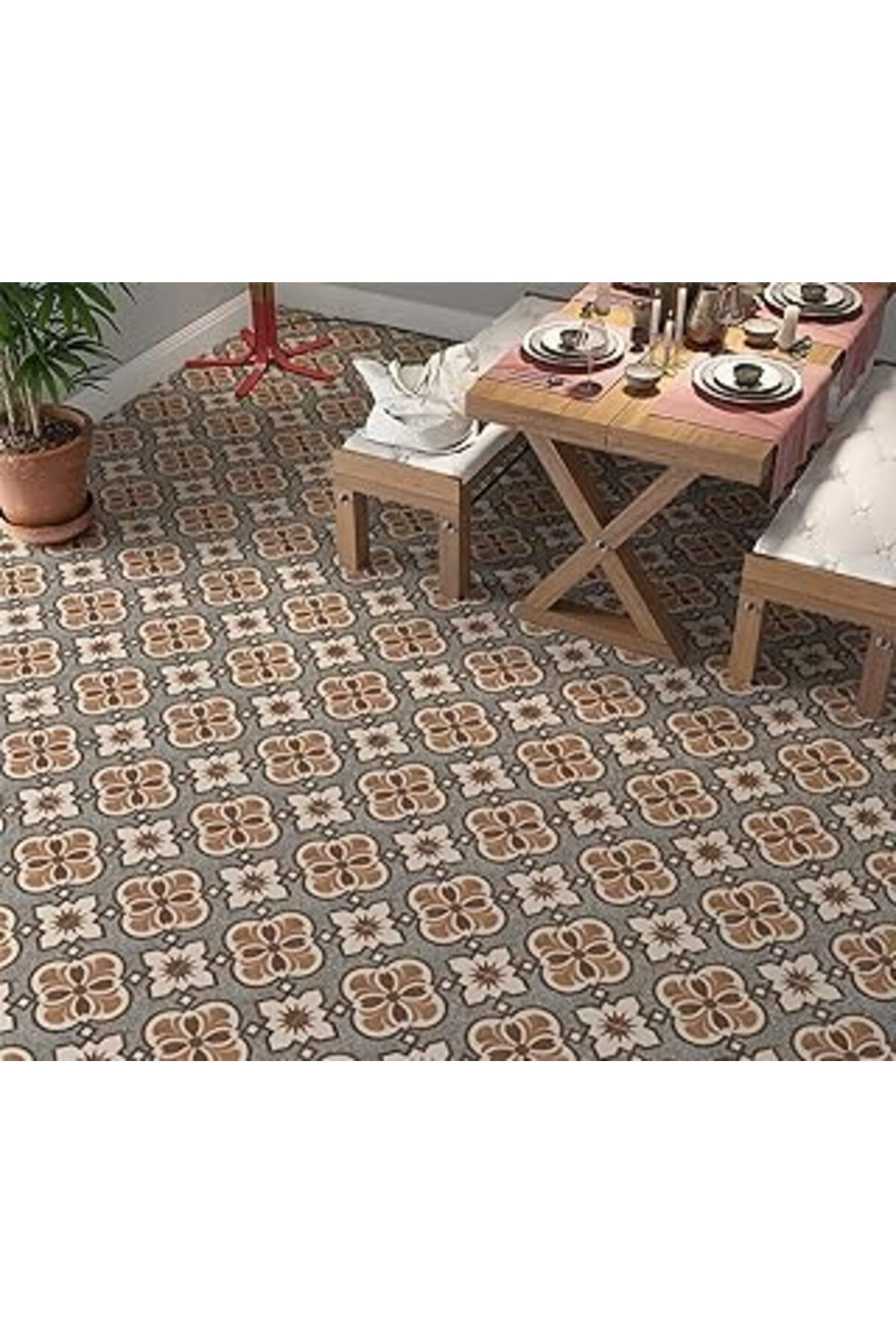 Karachil Stickerart Yer Kaplama Zemin Kaplama Folyosu 65X130 Cm Geometric Stone