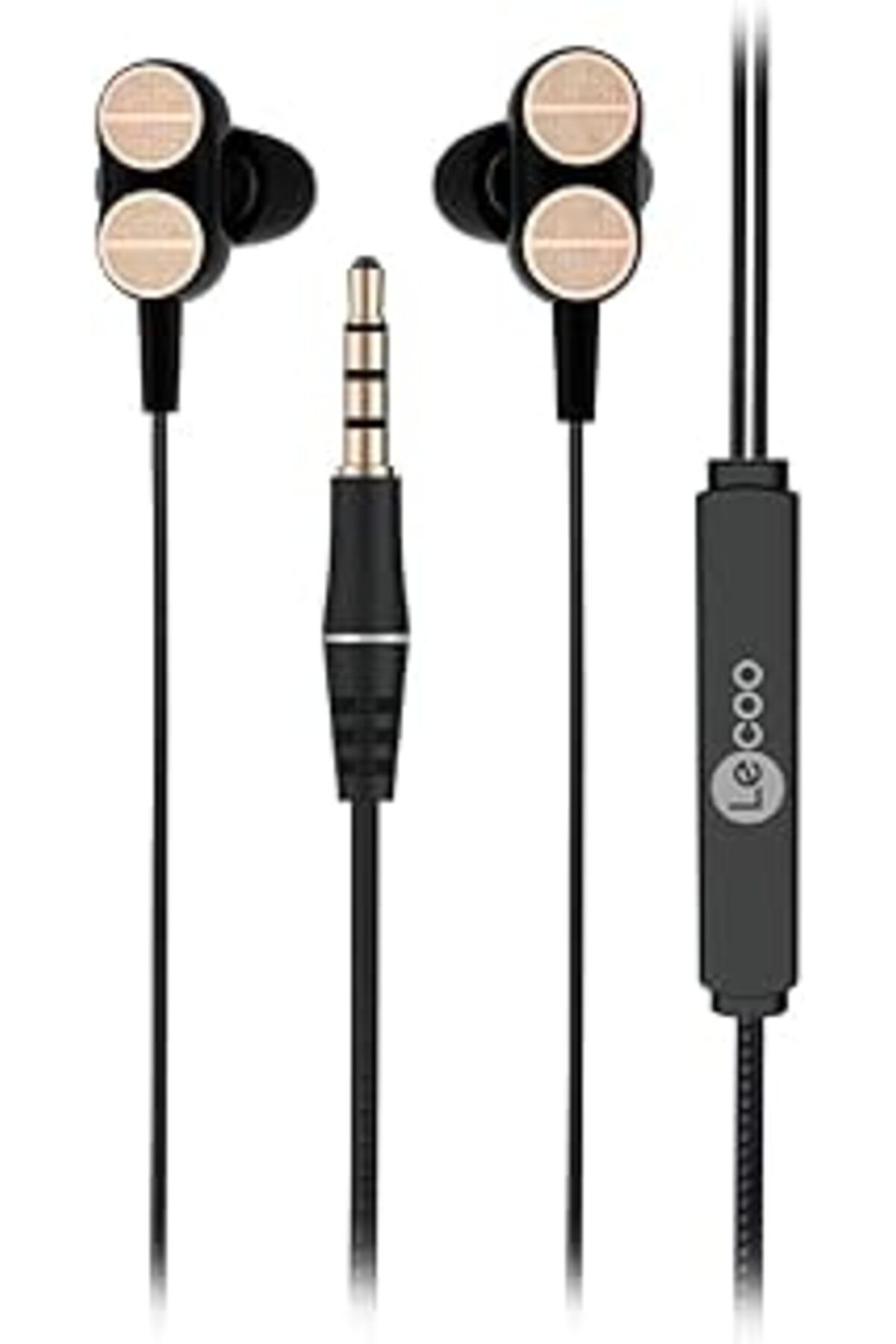 Pazarcan Lecoo Eh102 Kablolu 3.5Mm Jacklı Mikrofonlu Kulak İçi Kulaklık - Çift Sürücülü, Sağlam Kablo Yapısı