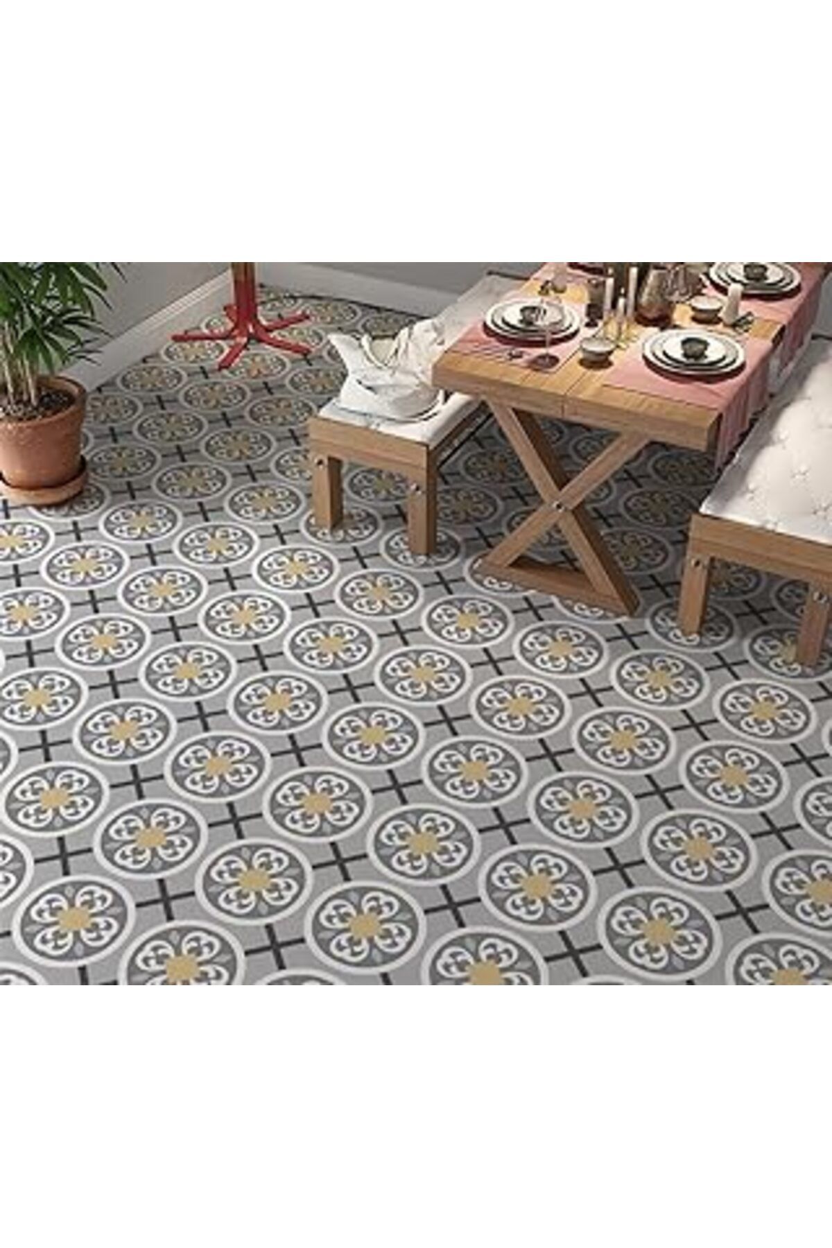 Karachil Stickerart Yer Kaplama Zemin Kaplama Folyosu 65X130 Cm Yuvarlak Floor