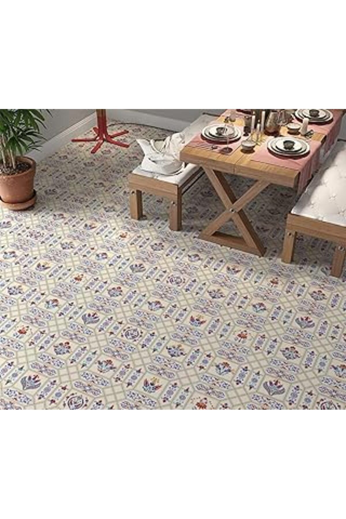 Karachil Stickerart Yer Kaplama Zemin Kaplama Folyosu 65X130 Cm Turk Patchwork