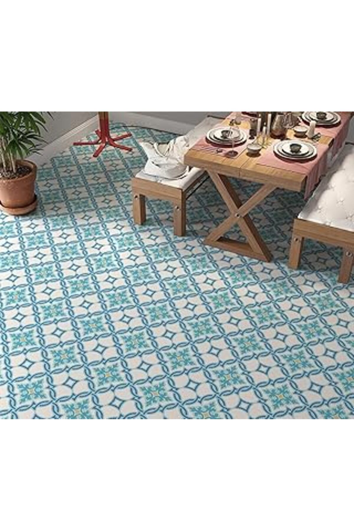 Karachil Stickerart Yer Kaplama Zemin Kaplama Folyosu 65X130 Cm Quatrefoil
