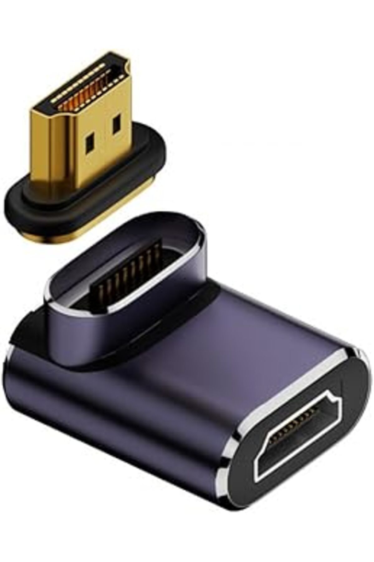 Pazarcan Cy Adaptör 90 Derece Aşağı Açılı Dikey Manyetik 8K Tip-A Hdmi 2.1 Erkek - Kadın Düz Video Adaptörü
