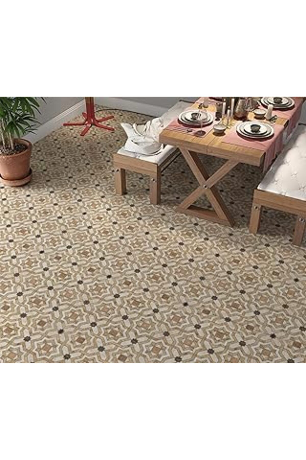 Karachil Stickerart Yer Kaplama Zemin Kaplama Folyosu 65X130 Cm Marble Floor Tile