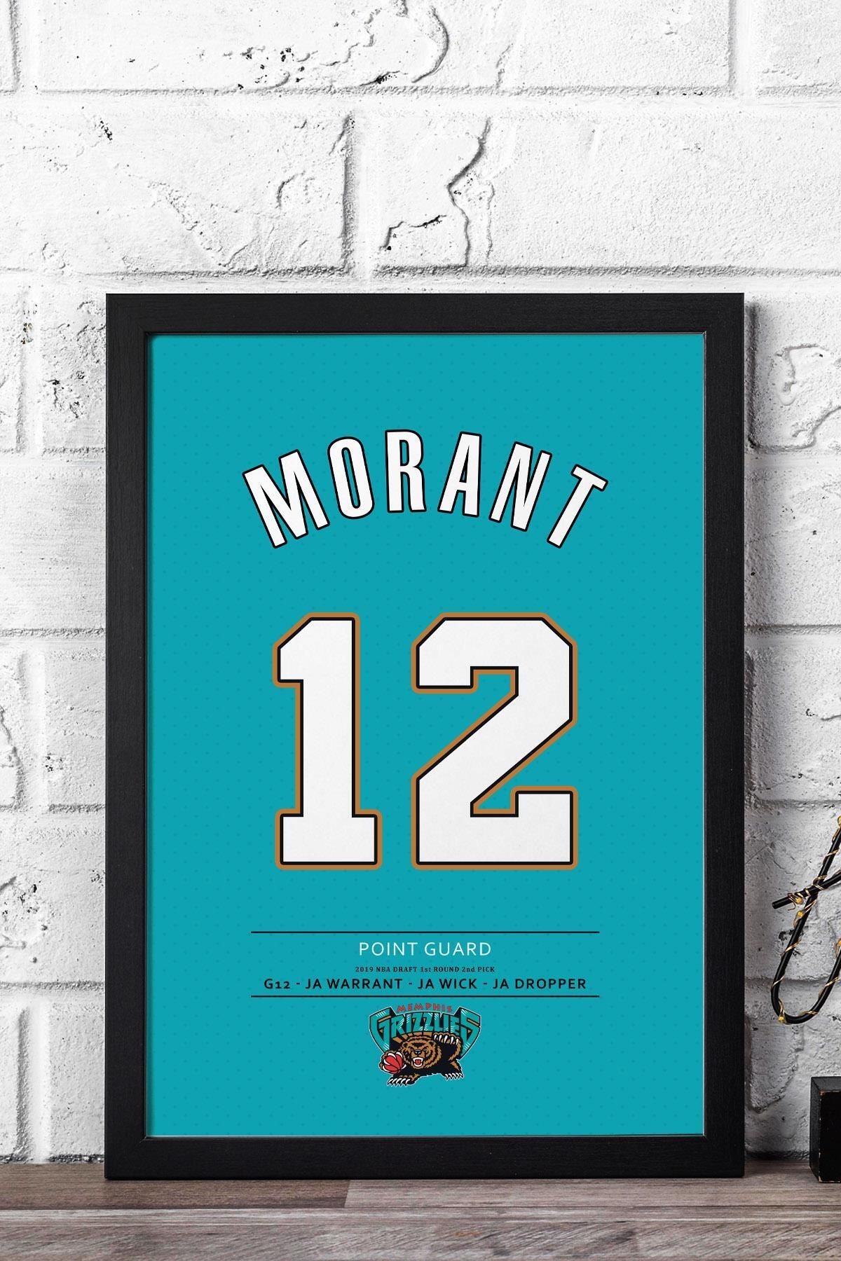Saturn Ja Morant Forma Çerçeveli Tablo - Memphis Grizzlies NBA Jersey