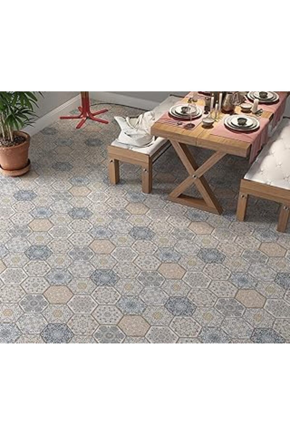Karachil Stickerart Yer Kaplama Zemin Kaplama Folyosu 65X130 Cm Turkish Style Patchwork
