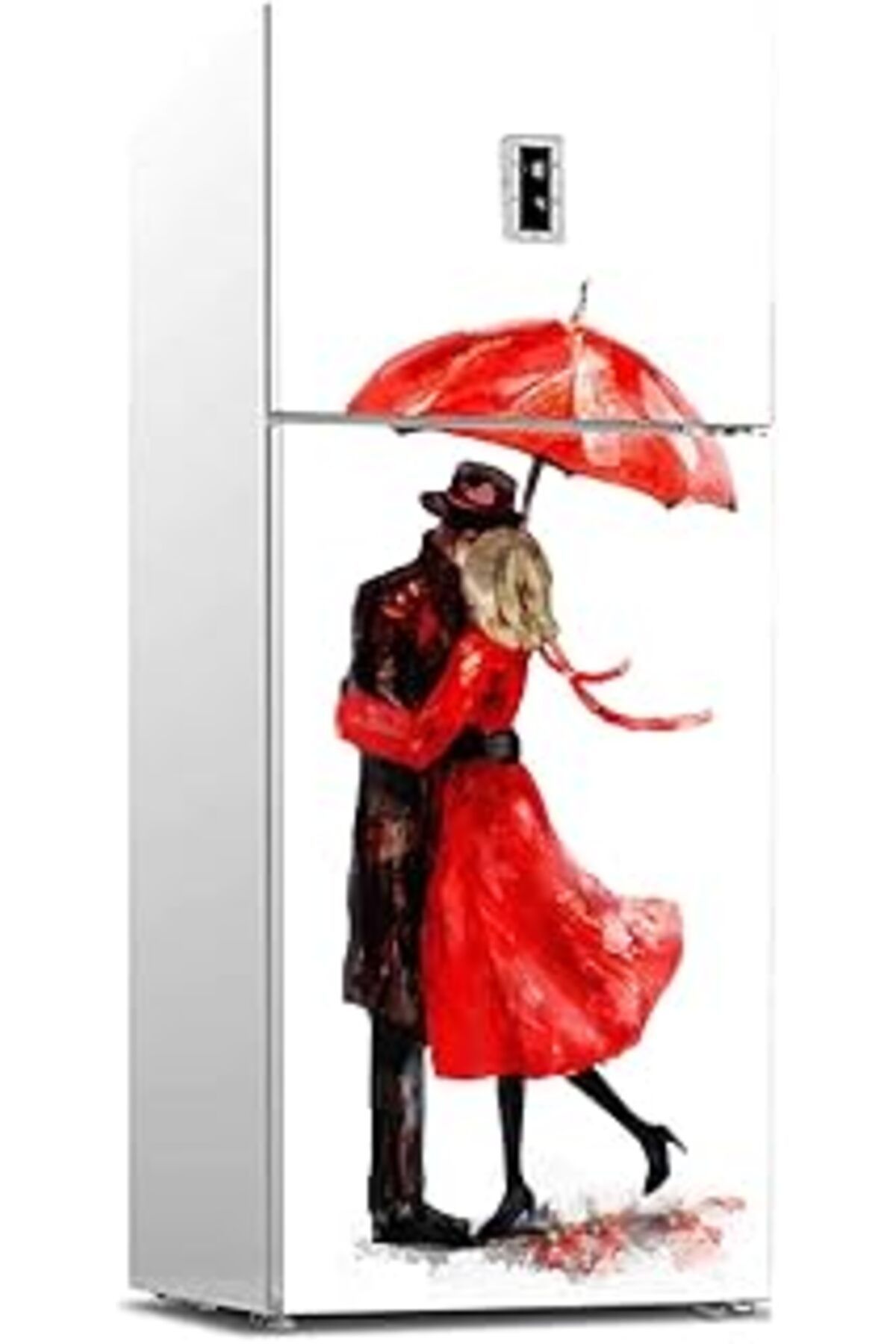 Karachil Buzdolabı Sticker Kaplama Dolap Kaplama Etiketi Romantik Şemsiye Suluboya