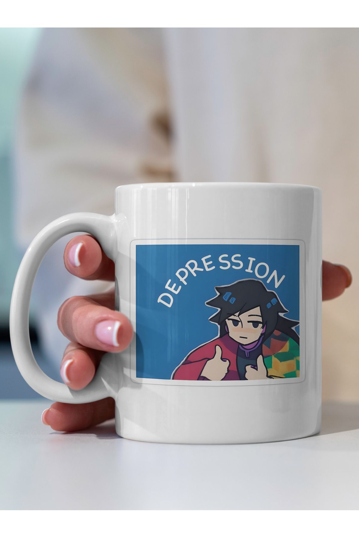Ayabak Kupa Bardak - Anime Depression Desenli Kupa Bardak - Hediyelik Kupa Bardak
