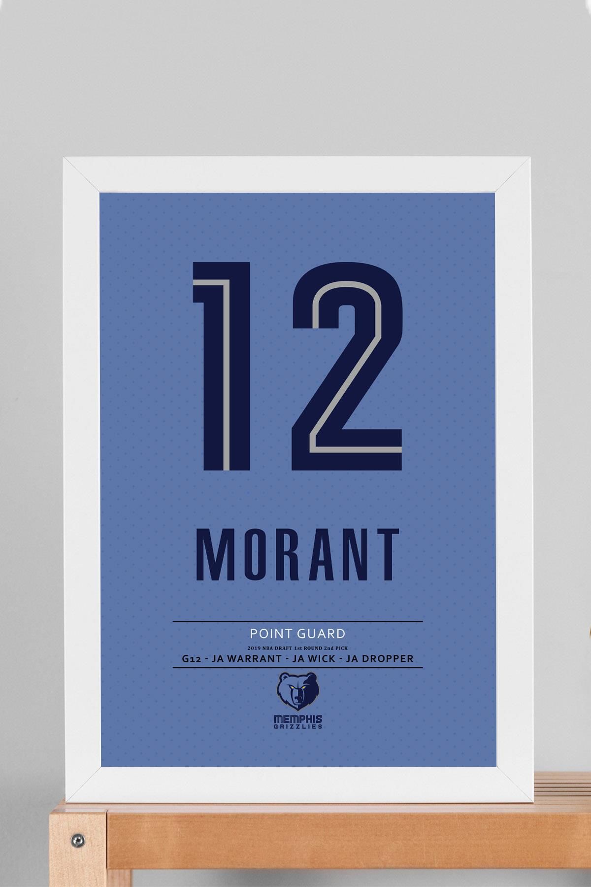 Saturn Ja Morant Forma Çerçeveli Tablo - NBA Memphis Grizzlies Jersey