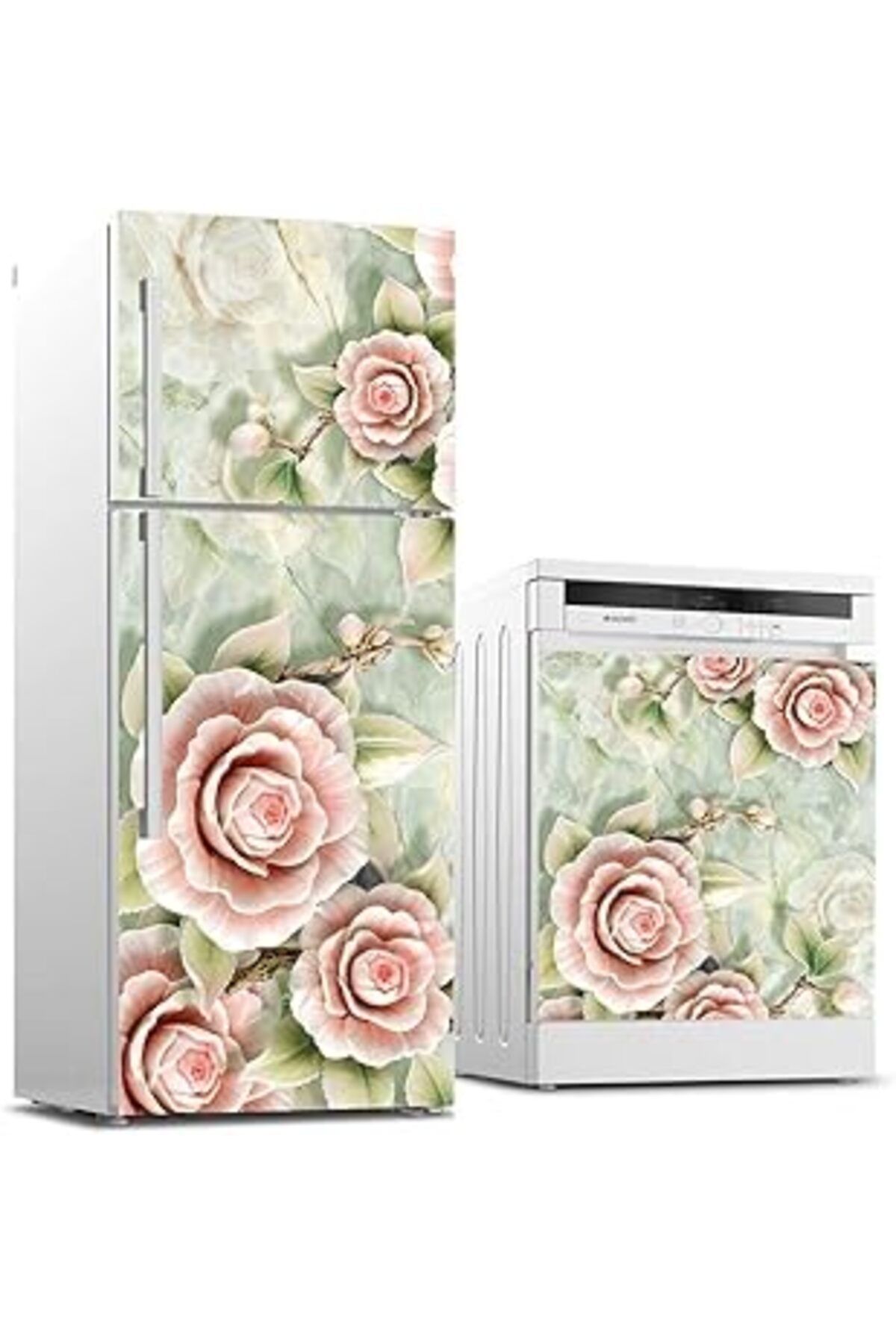 Karachil Buzdolabı Ve Bulaşık Makinası Beyaz Eşya Sticker Kaplama 3D Gül