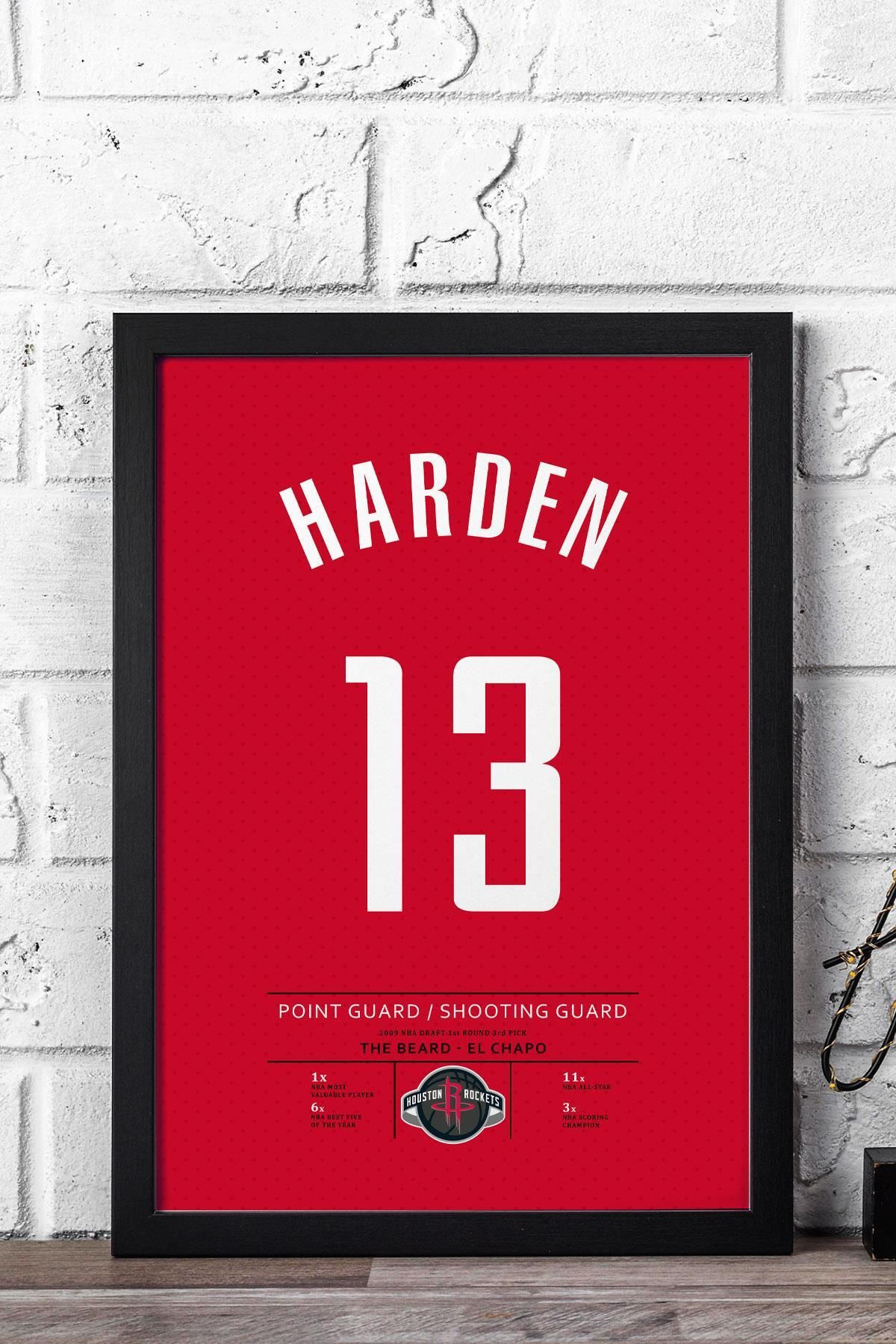 Saturn James Harden Forma Çerçeveli Tablo - NBA Houston Rockets Jersey