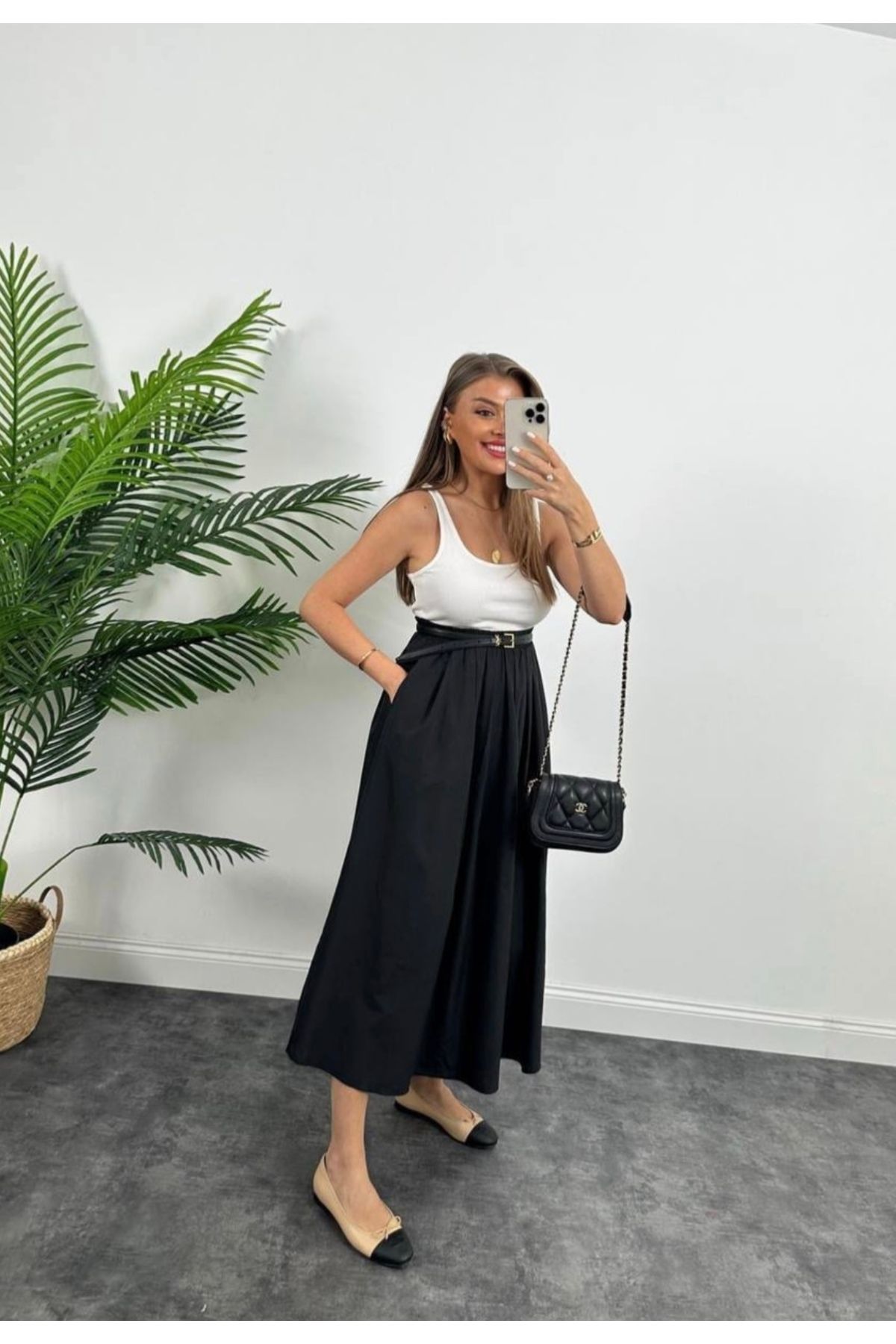viyan butik Beli lastikli poplin etek