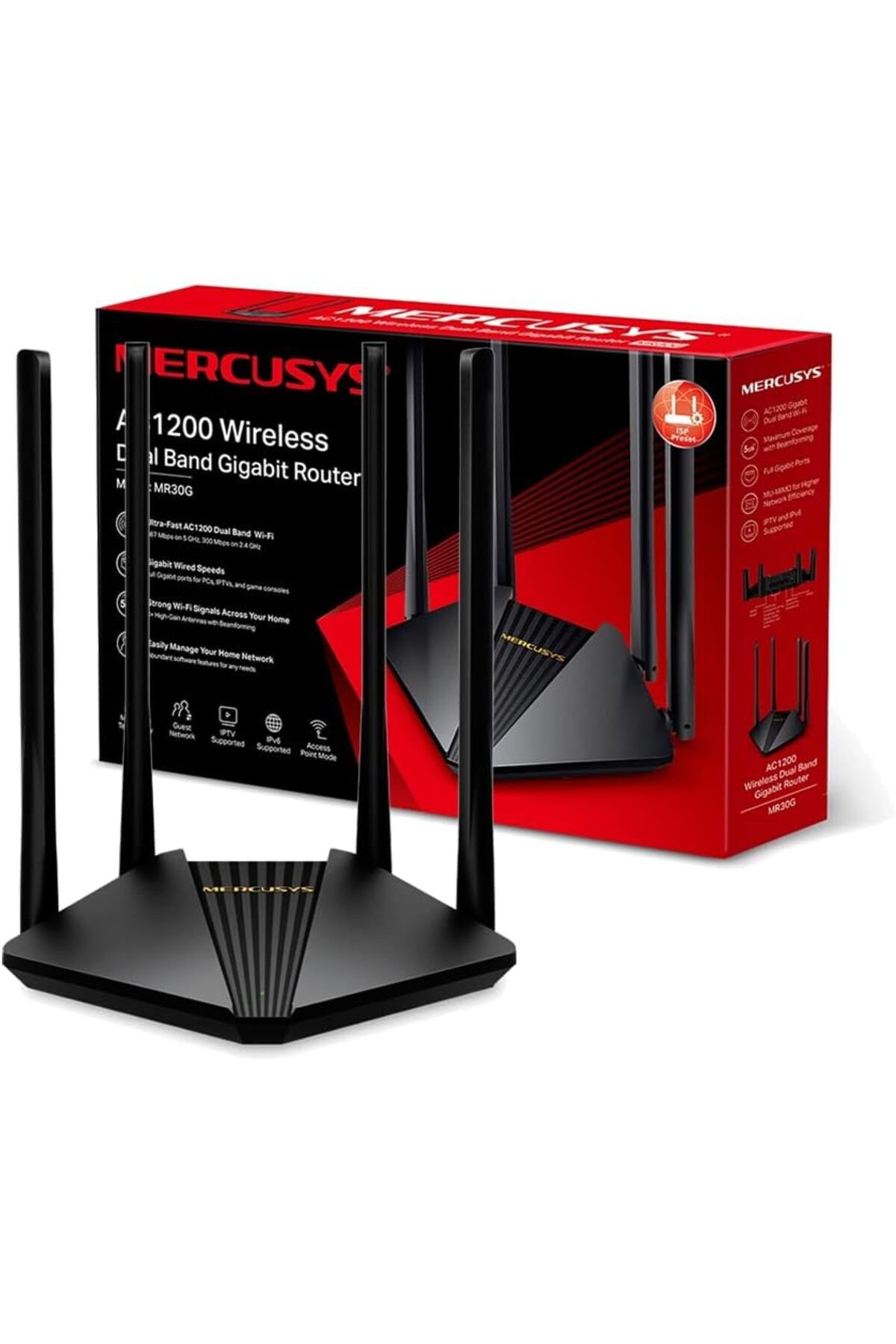 STOREMAX acelya MR30G, AC1200 Mbps, Gigabit Portları, Fiber Destekli, Access Point Modu, Mobil Uygulama ile