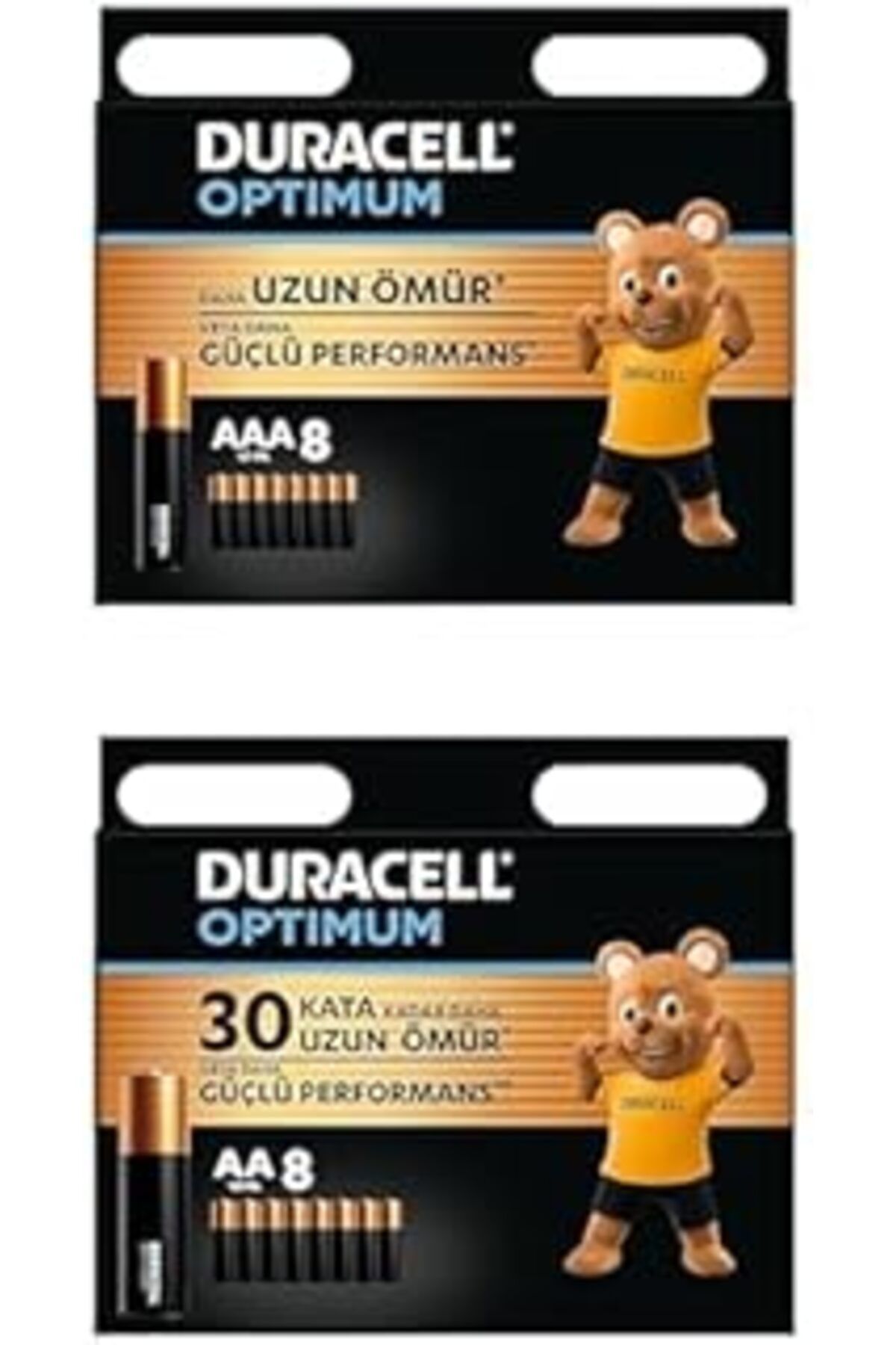 Pazarcan Optimum Aaa Alkalin İnce Kalem Piller, 1,5 V Lr03/Mn2400, 8’Li Paket + Optimum Aa Alkalin Kalem Pil