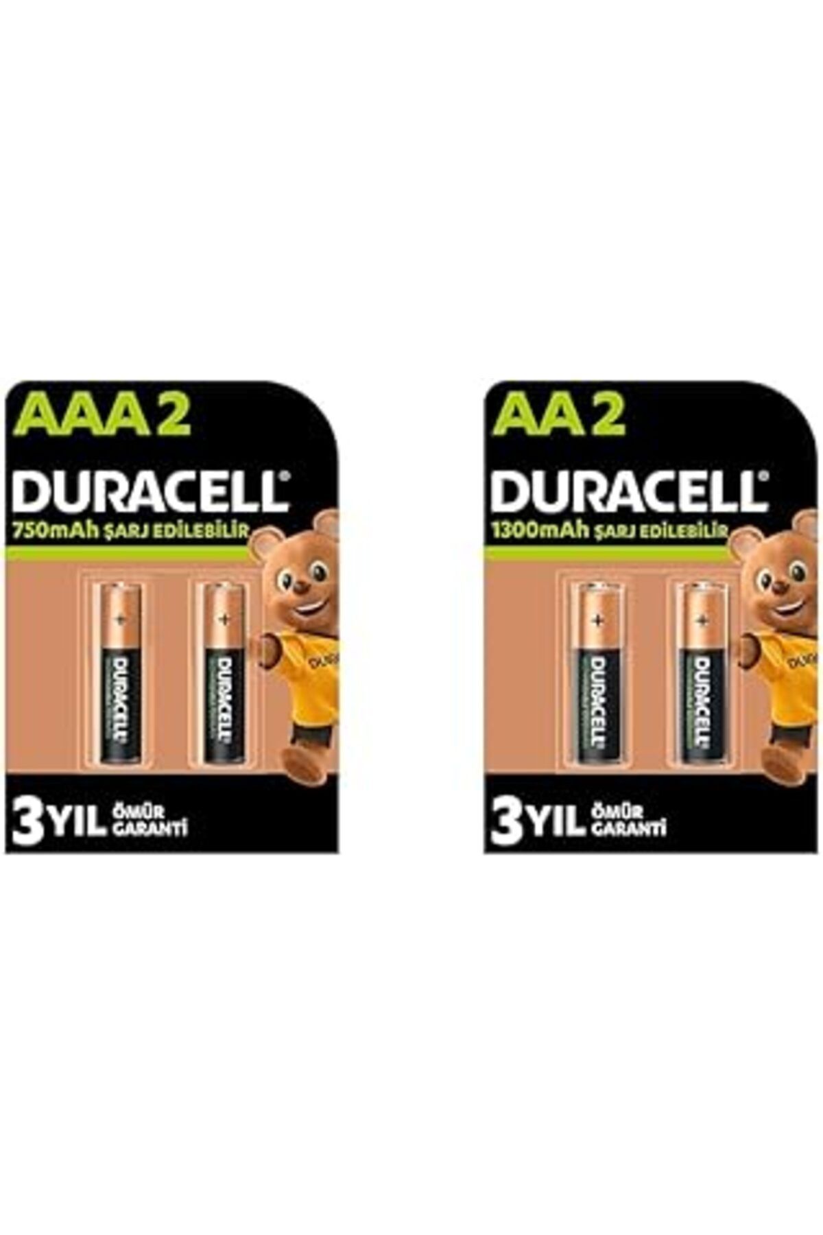 Pazarcan Şarj Edilebilir Aaa 750 Mah İnce Kalem Piller, 2'Li + Şarj Edilebilir Aa 1300 Mah Kalem Piller, 2'L