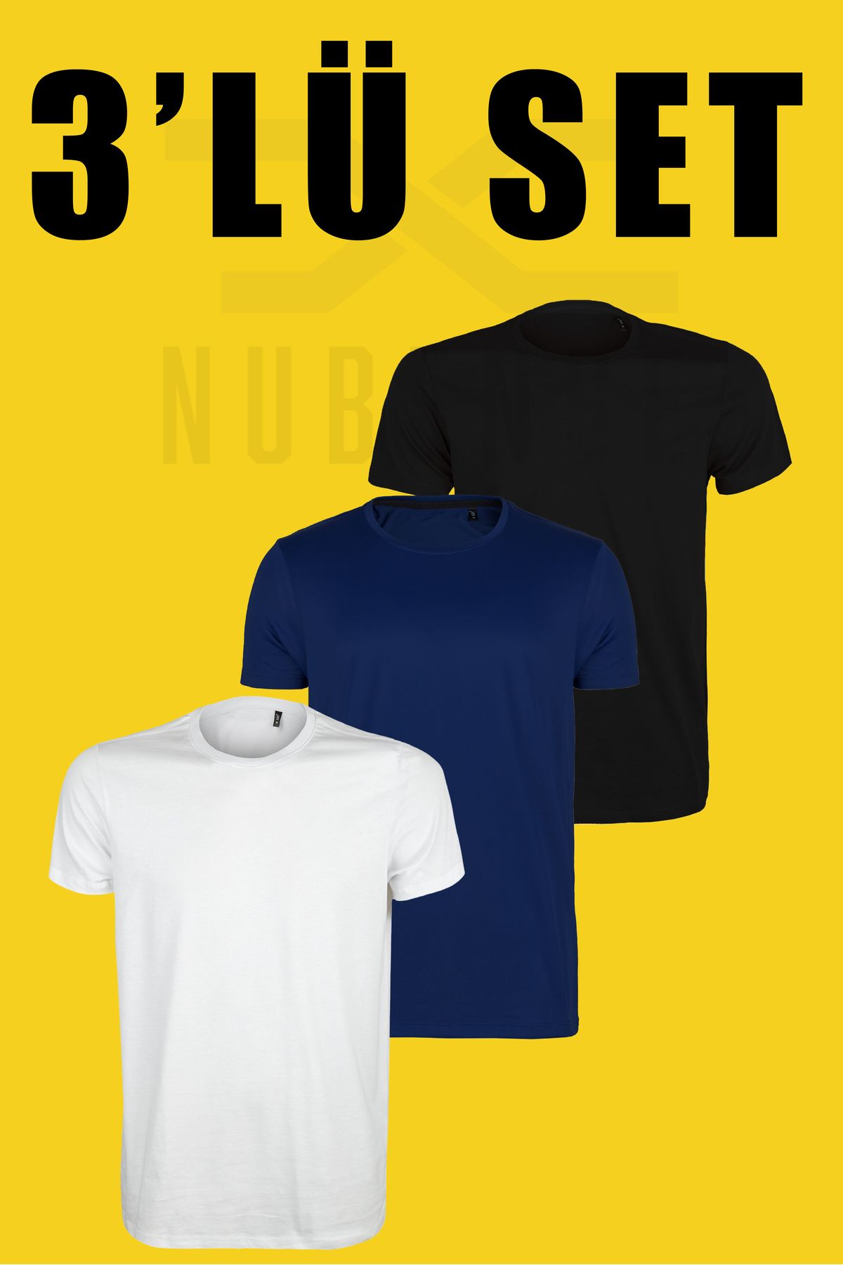TUGSA DESING NUBENSE / Regular Unisex Sade Pamuklu Simit Yaka T-shirt (Set Tişört -4)