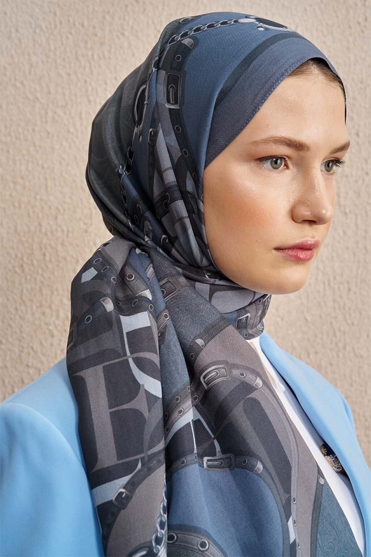 ED Scarf Mavi-Gri ED Scarf Celebrity Pietra Şal