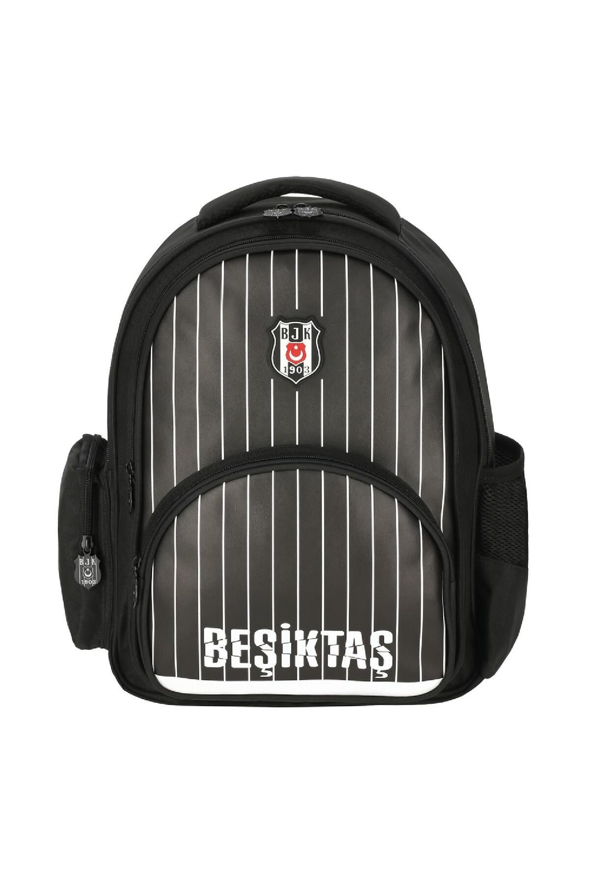 Beşiktaş Beşiktaş 3 Bölmeli İnce Çubuklu Suni Deri Okul Sırt Çantası Siyah (25352)