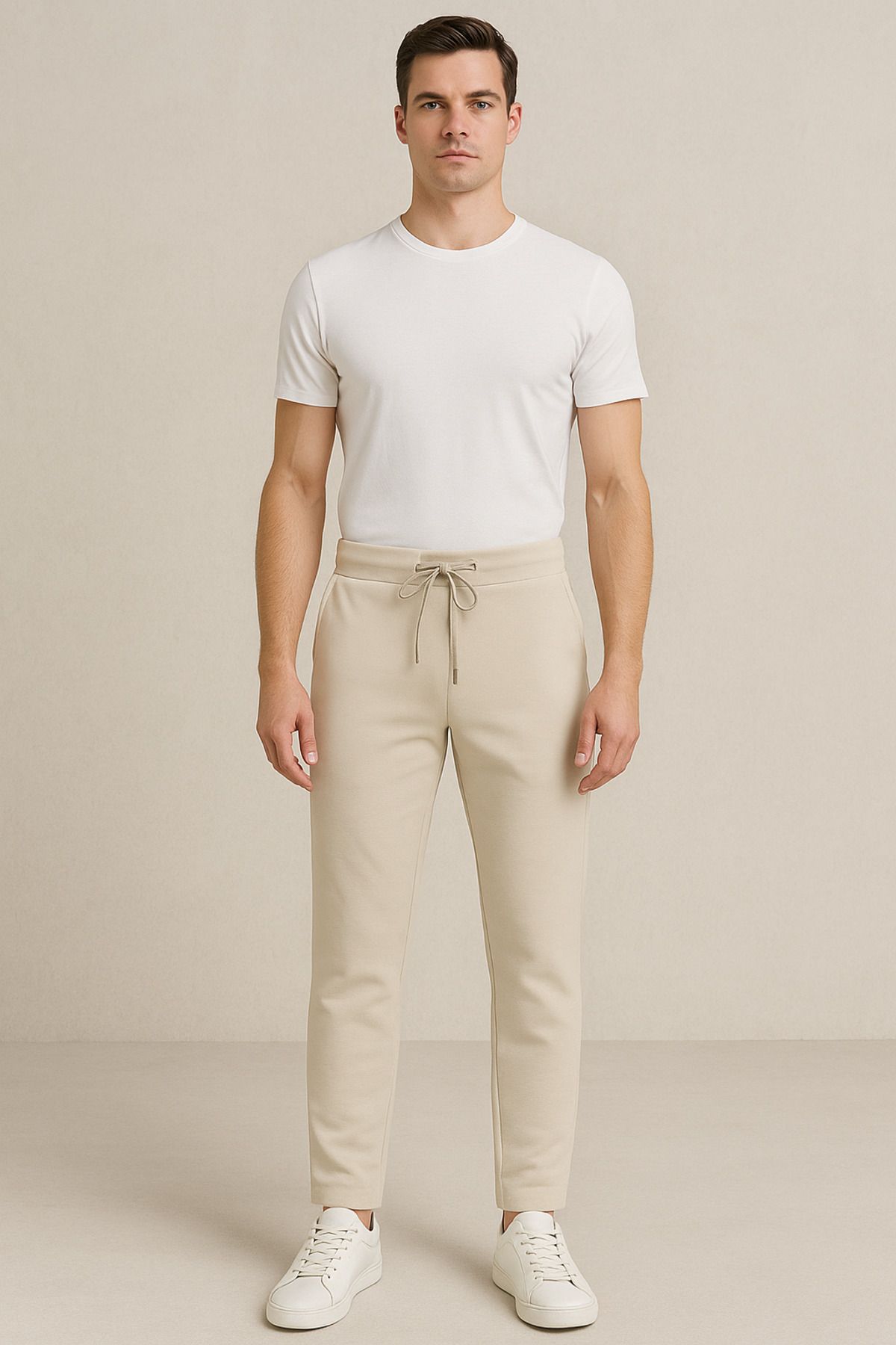 wo&manland Erkek Beli Lastikli Bağcıklı Antrasit Jogger Pantolon