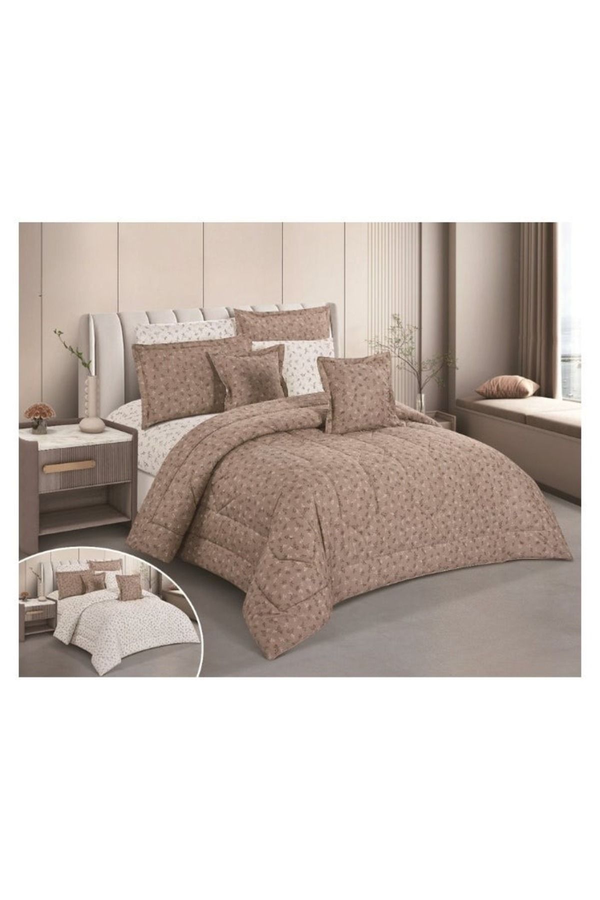 smart home-Double-sided comforter set, 8-piece comforter with comfortable inner filling, 8-piece double comforter fits two people's beds 1