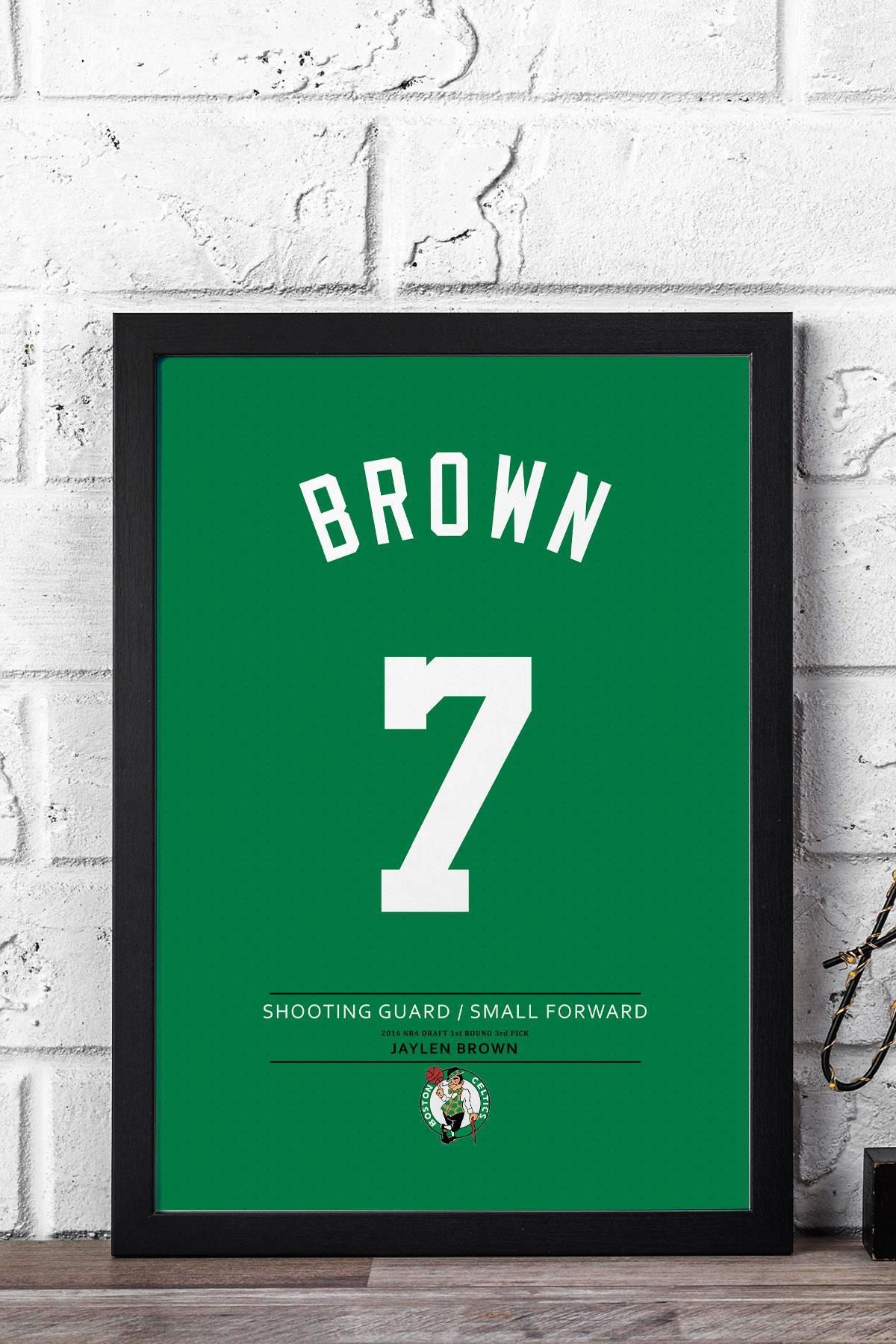 Saturn Jaylen Brown Forma Çerçeveli Tablo - NBA Boston Celtics Jersey