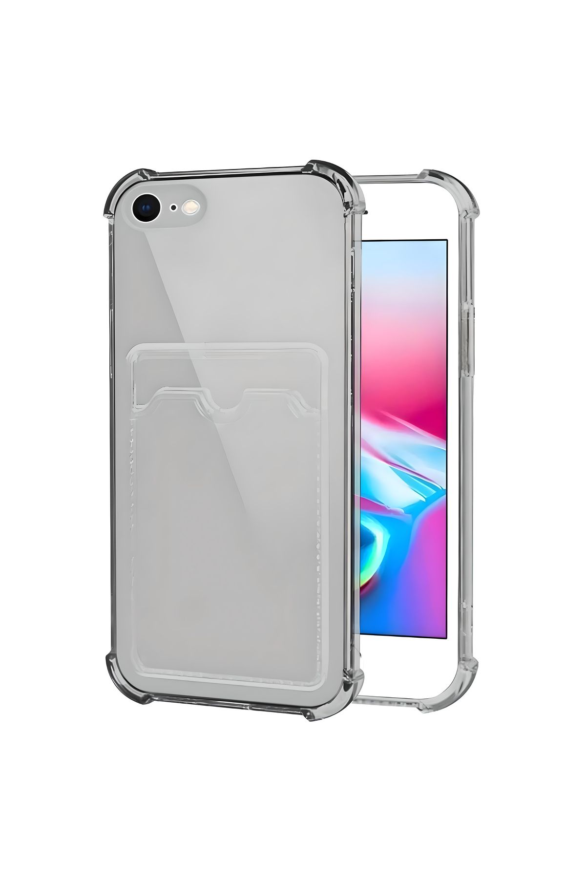 Ehr. iPhone 6 Plus / 6s Plus Uyumlu Kamera Korumalı Kartlıklı Köşeleri Airbag Tasarımlı Darbe Önleyici Şe
