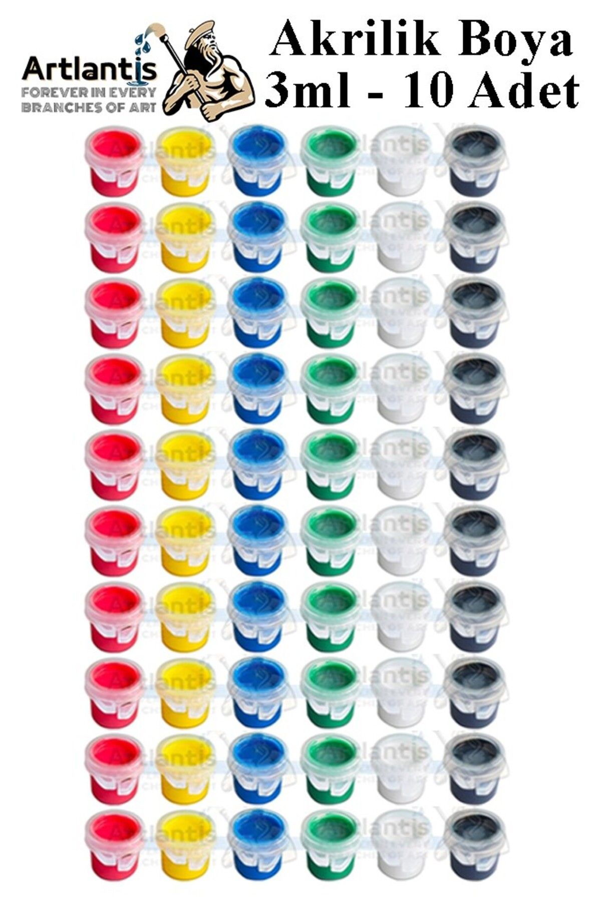 Artlantis Akrilik Boya 3 ml 6 Renk 10 Paket Mini Küçük Akrilik Boya Taş Ahşap Seramik Tuval Alçı Tuval Etkinli