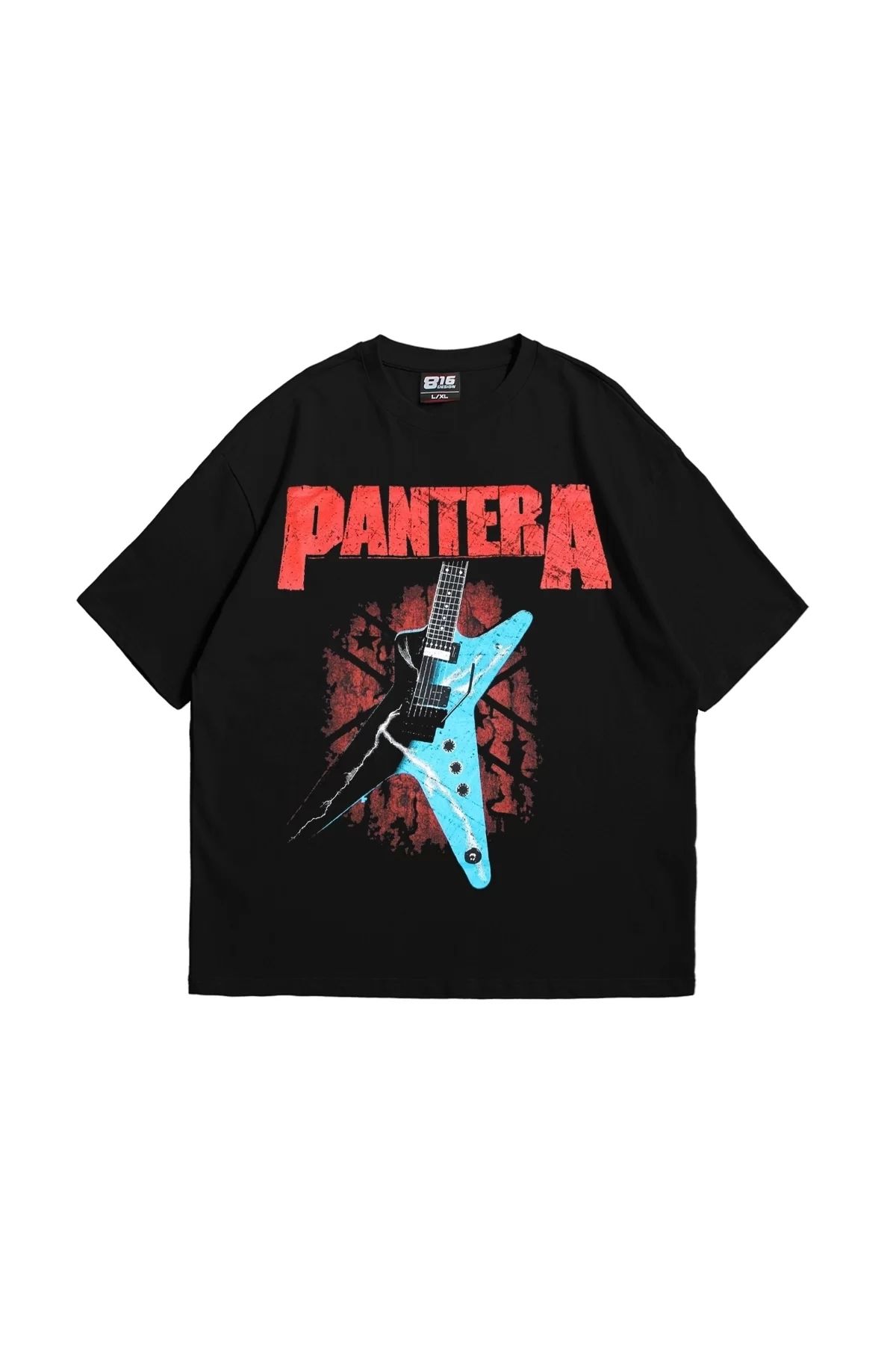 Bak Moda Pantera Baskılı Oversize Unisex Siyah Tshirt