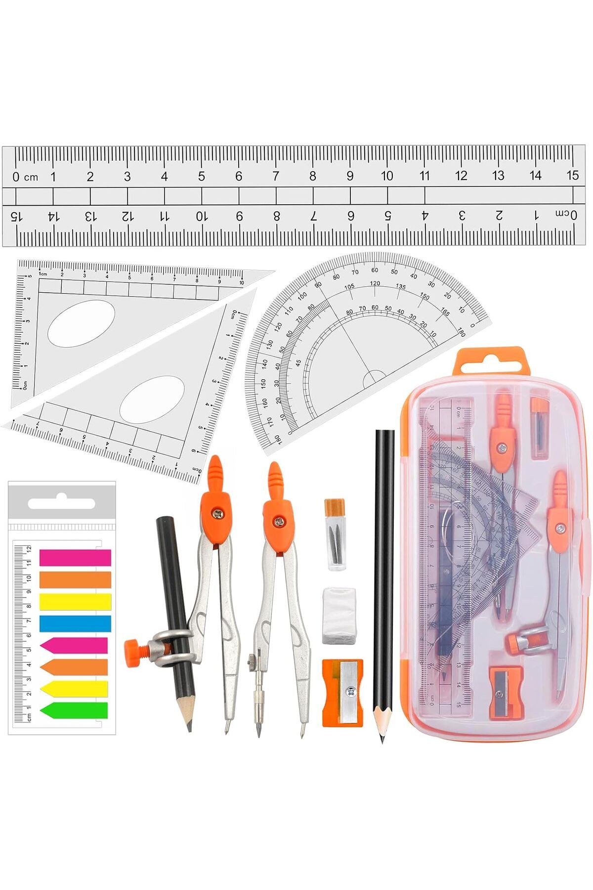 Lumely-Geometry Compass Set,with Maths Protractor Set Squares Ruler and More,for Students Starters 1