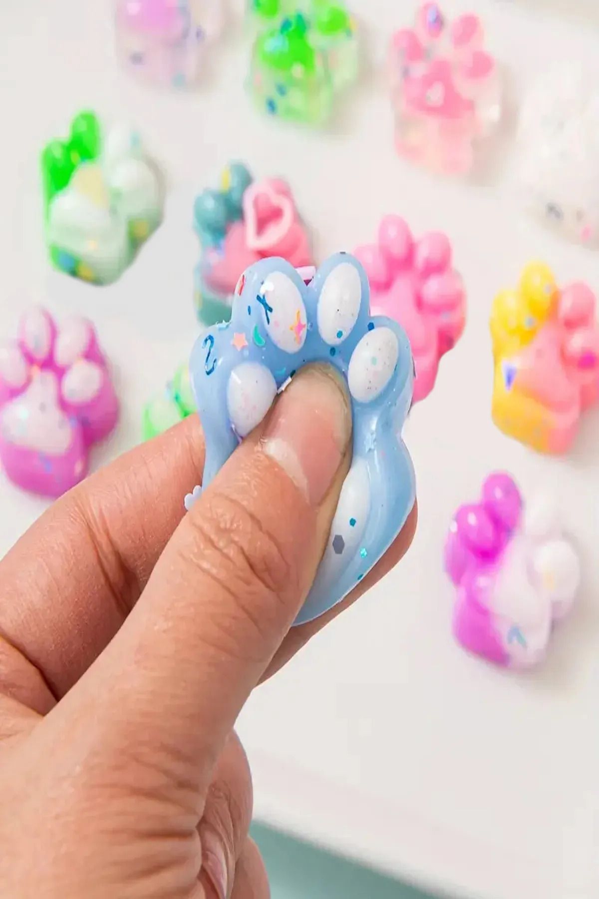 Emmy Home Sevimli Dev Squishy Kedi Pati Sıkma Tüylü Pati Sukuşi