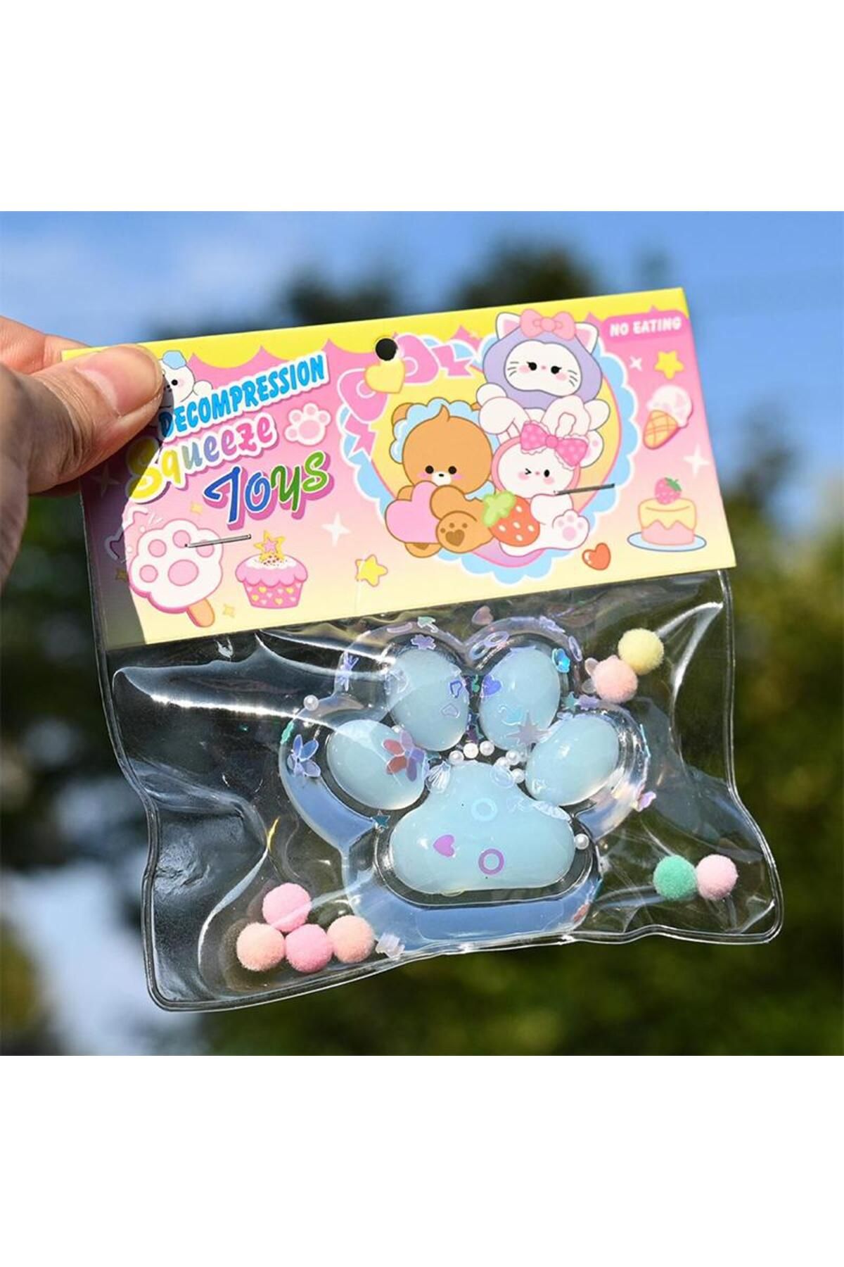 Emmy Home Sevimli Dev Squishy Kedi Pati Sıkma Tüylü Pati Sukuşi