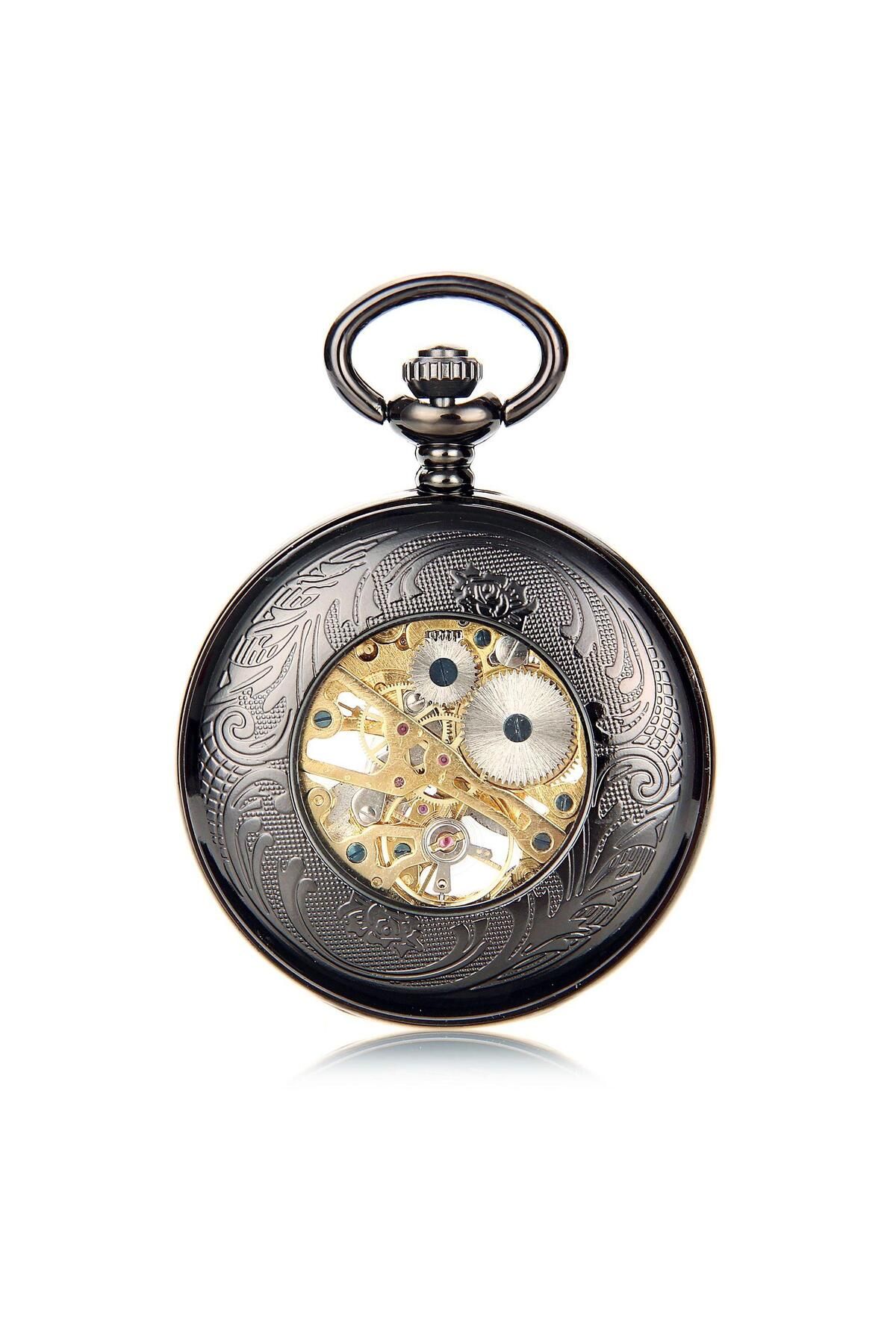 valkyrie-Mechanical Chain Pocket Watch Transparent Design Retro Style Wind-Up Collectible Watch with Shackle 3