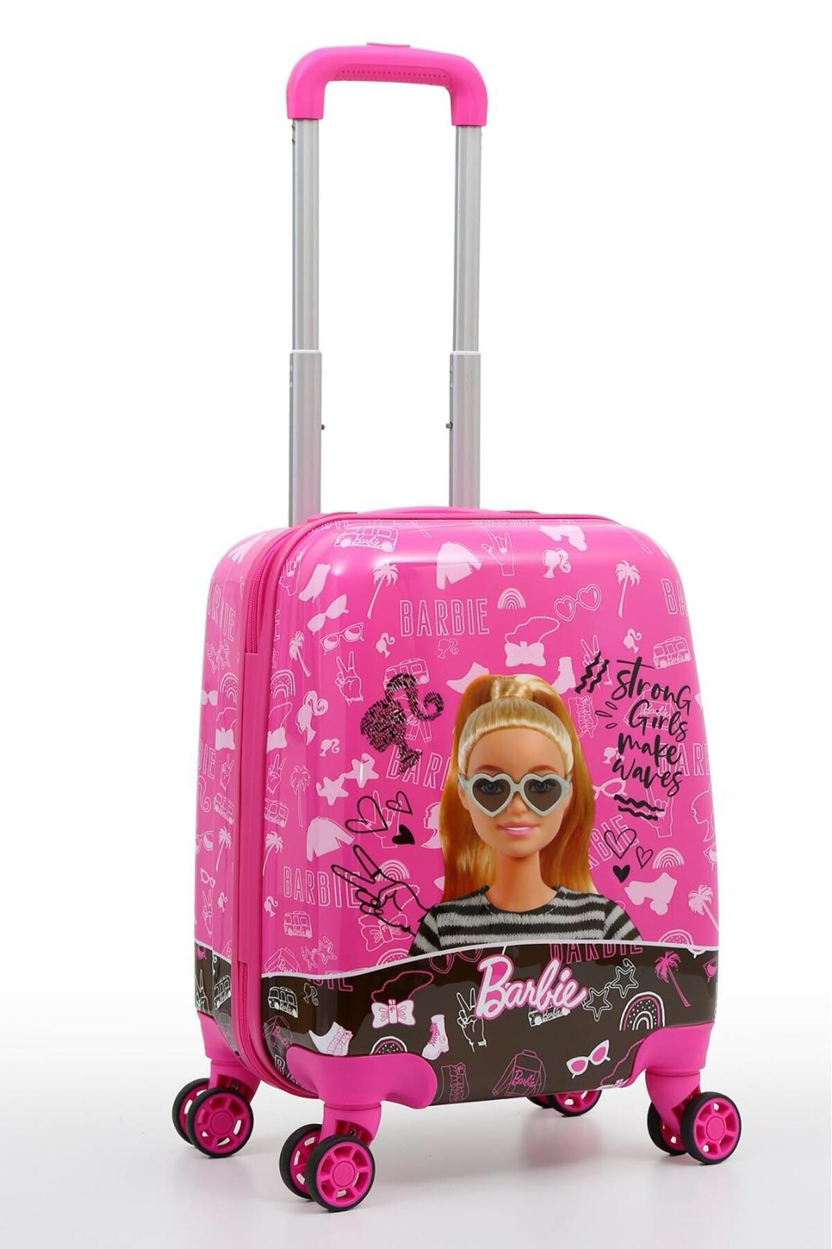 Barbie Lisanslı Pembe Çocuk Valizi | Darbeye Dayanıklı 360 Tekerlek