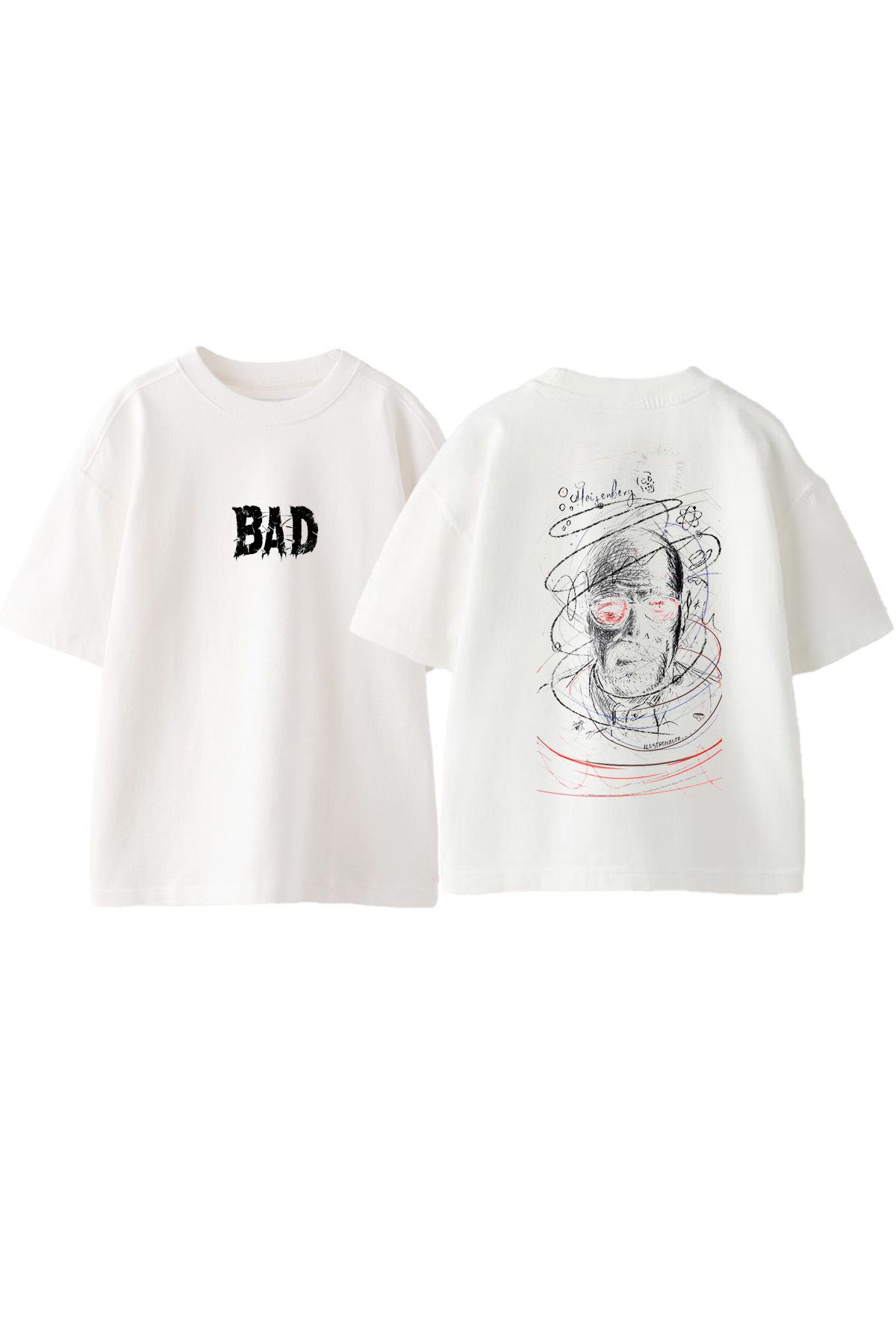 Anetos By White Ön Arka Baskılı Pamuk Beyaz Oversize T shirt