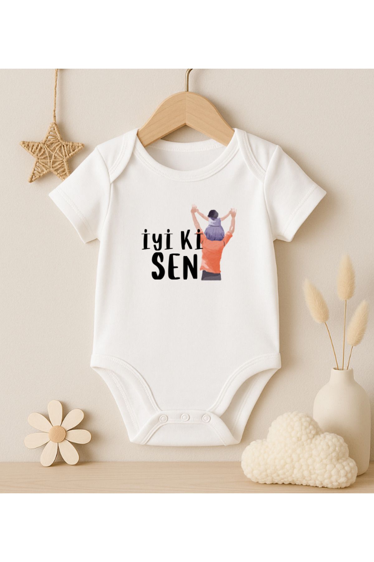 MODAT İyi Ki Sen Yazılı Baba Kız Baskılı Bebek badi zıbın