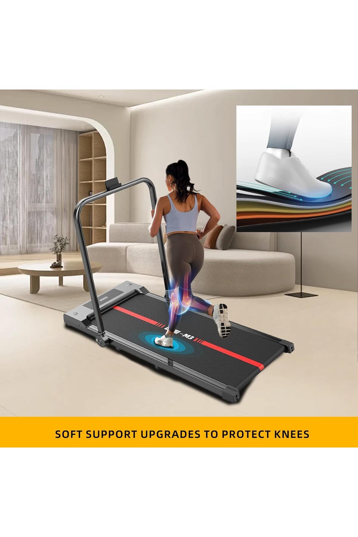 Rovyfota-Under Desk Walking Pad 3 in 1 Folding Treadmill for Home Office, 2.5HP Low-Noise With LED Display 3
