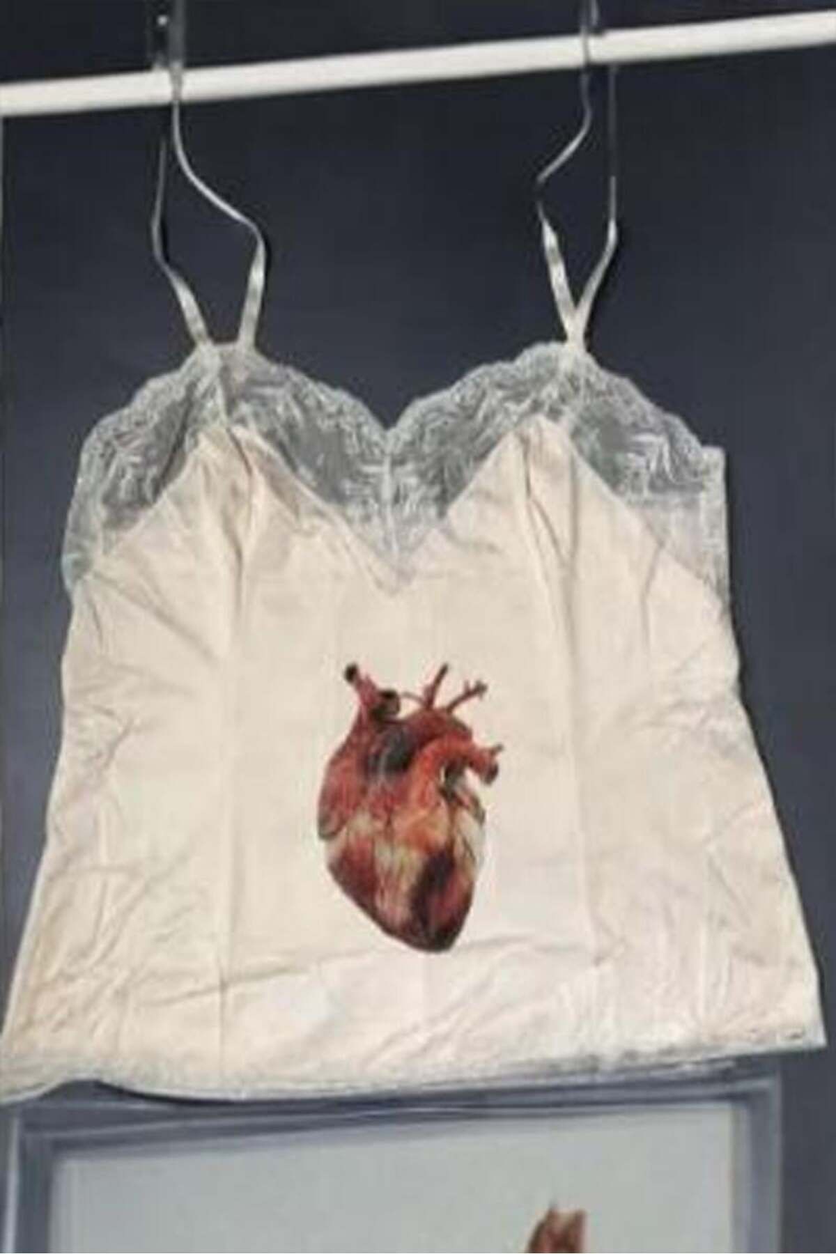 BALİNA Beyaz Realistic Heart Dantel Gotik Y2K Askılı Crop -BLN