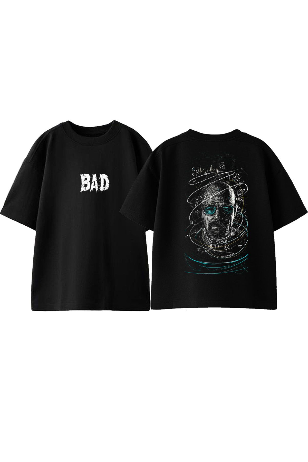 Anetos By White Ön Arka Baskılı Pamuk Siyah Oversize T shirt