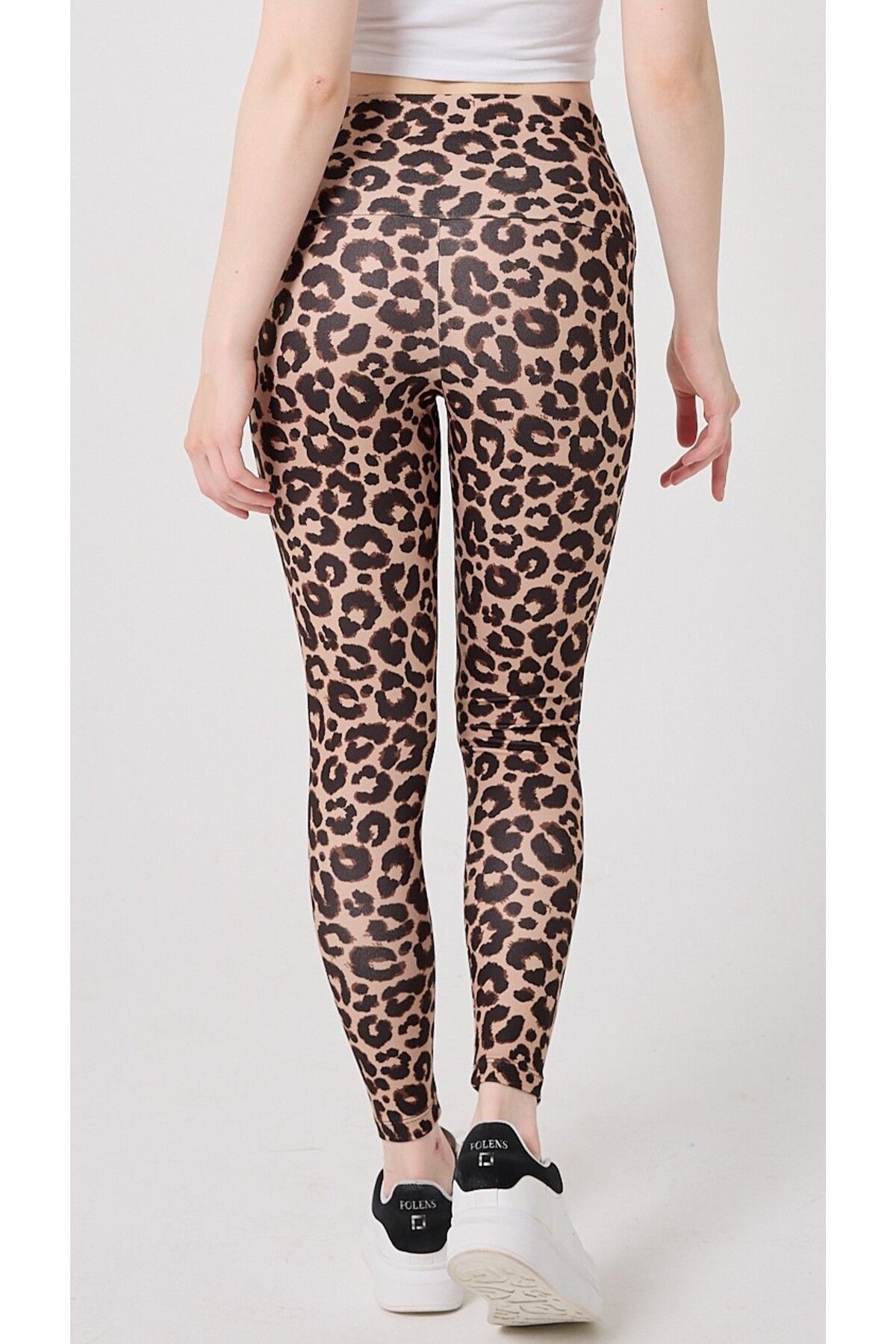 Miss couture Yüksek Kemerli Leopar Desenli Yüzeyi Yumuşak Pudra dokulu Yok Hissi Veren Rahat Kalıp Tayt